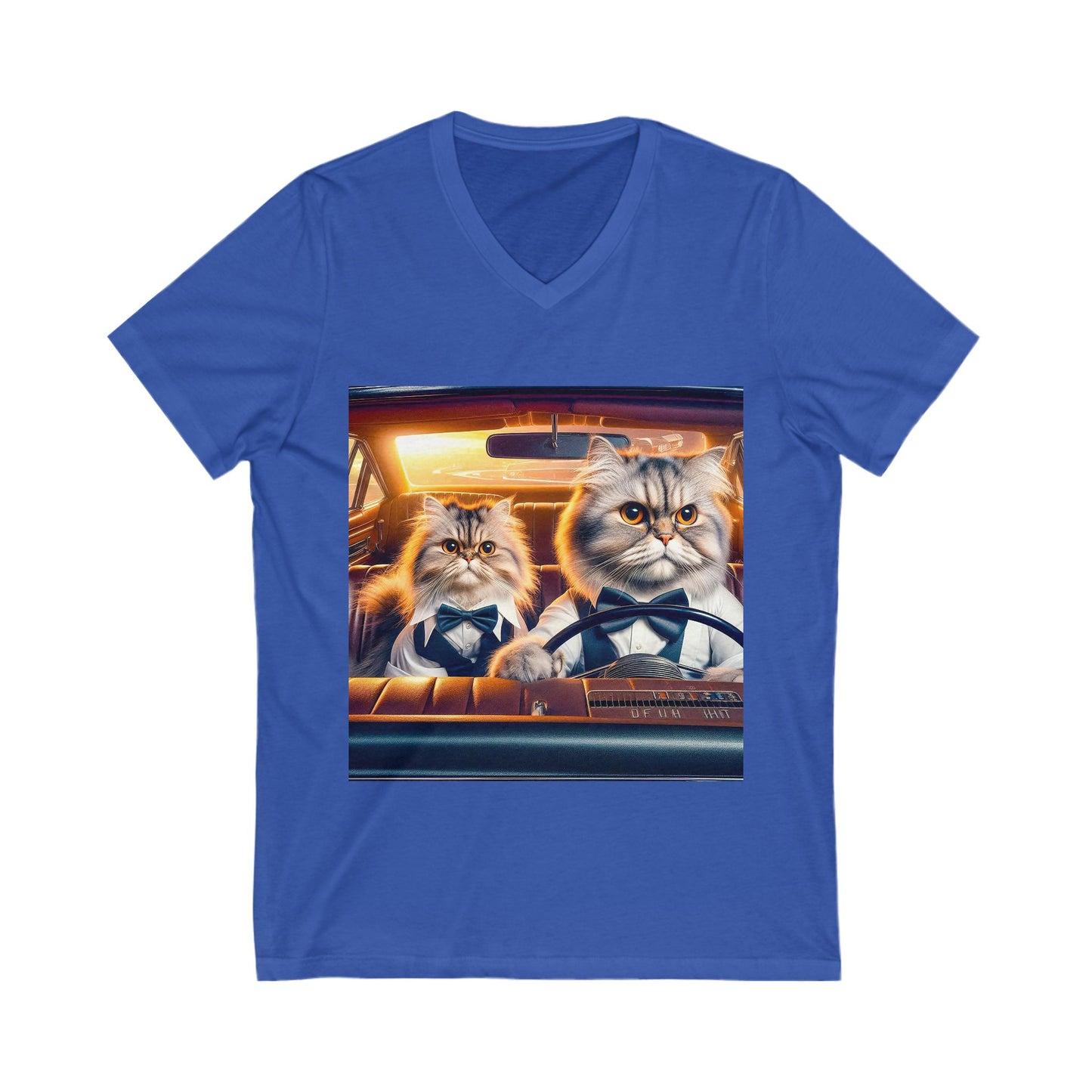 Wacky Persian Cat Unisex Jersey Short Sleeve V-Neck Tee