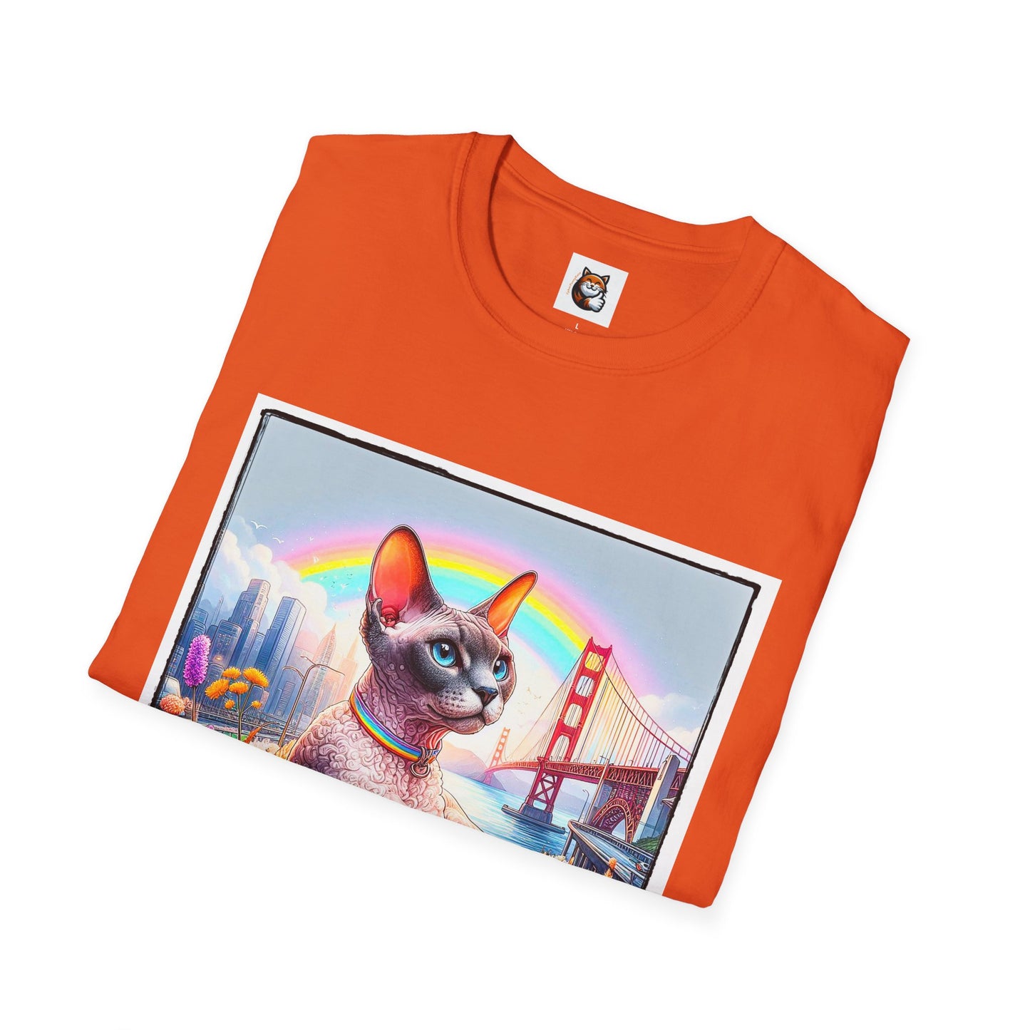 Devon Rex Cat rainbow Softstyle T-Shirt