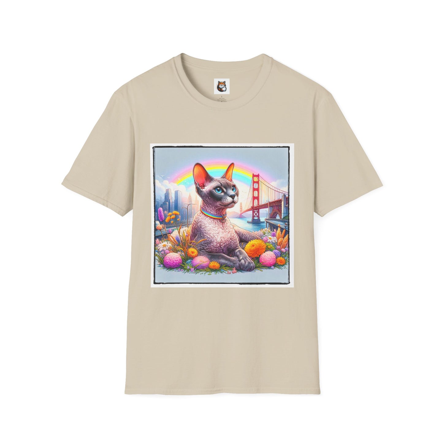 Devon Rex Cat rainbow Softstyle T-Shirt