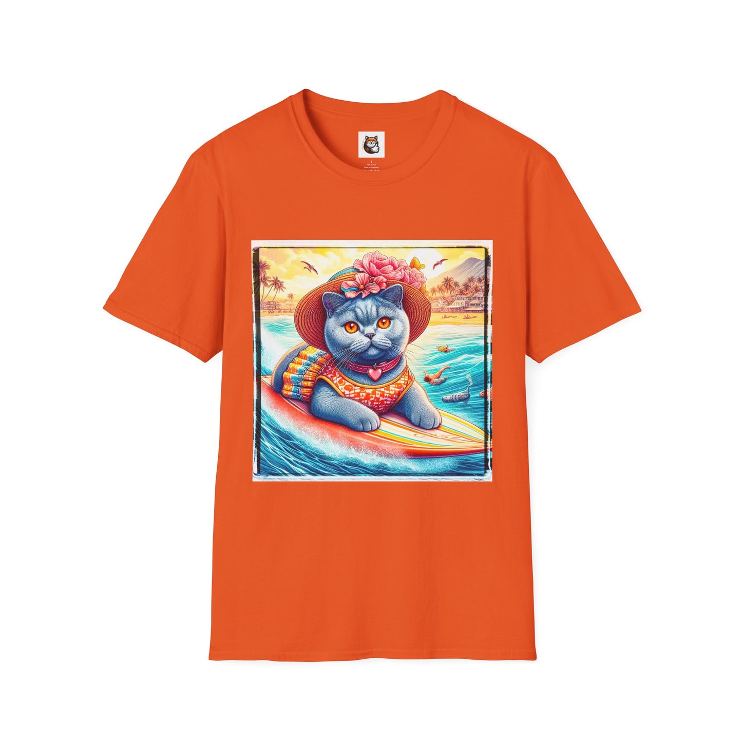 British Shorthair pretty surfer girl Softstyle T-Shirt