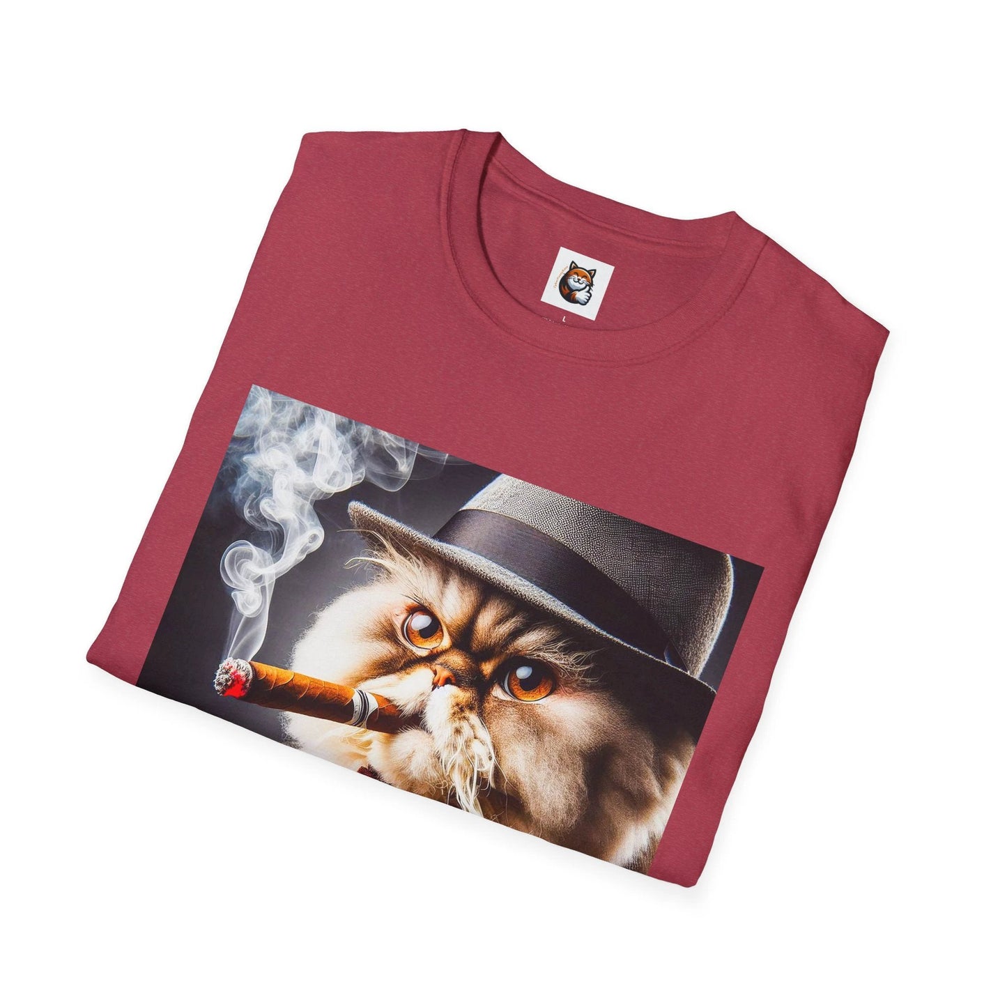 Selkirk Rex Cat T-Shirt cigar smoking by Printify