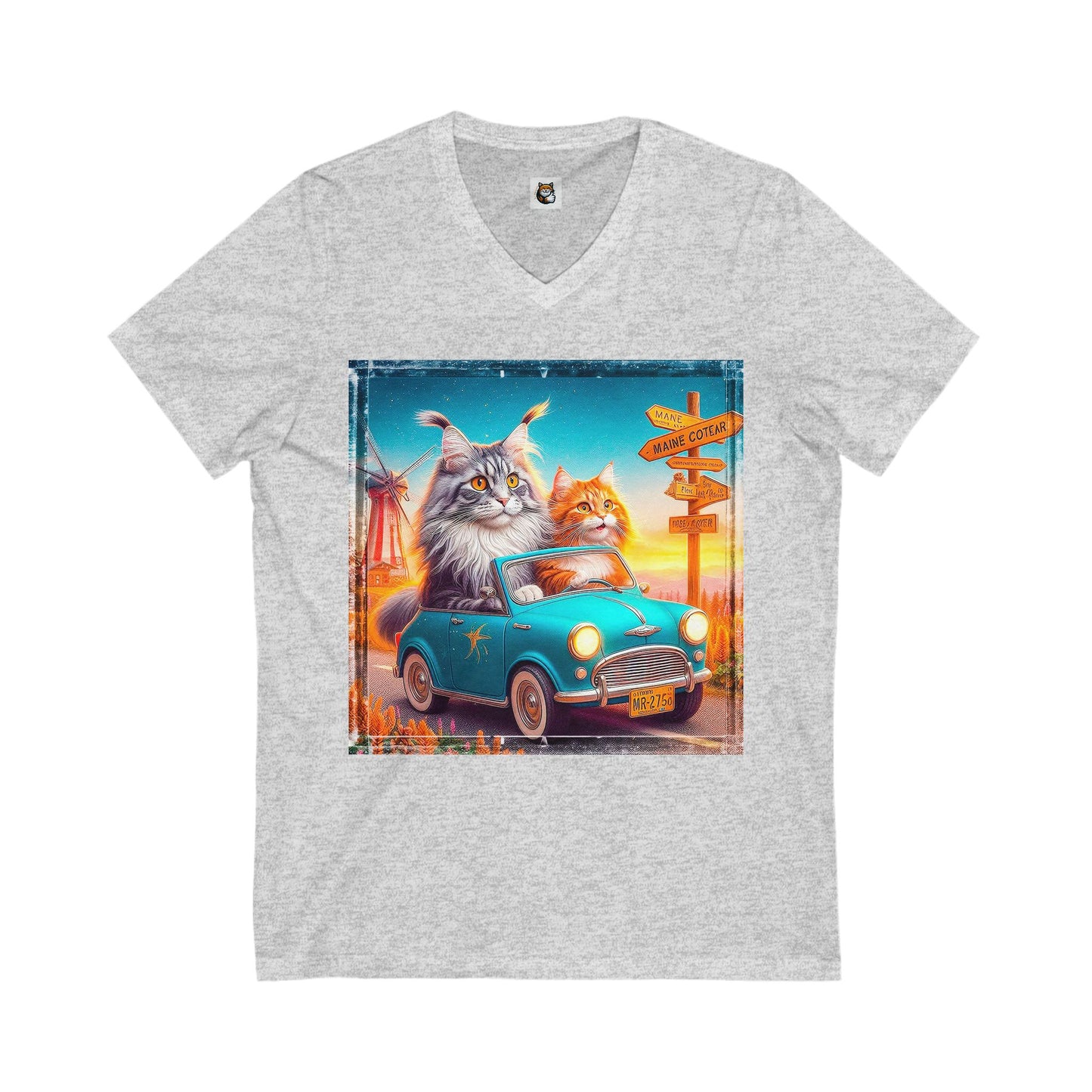 Wacky Maine Coon Unisex Jersey Short Sleeve V-Neck Tee