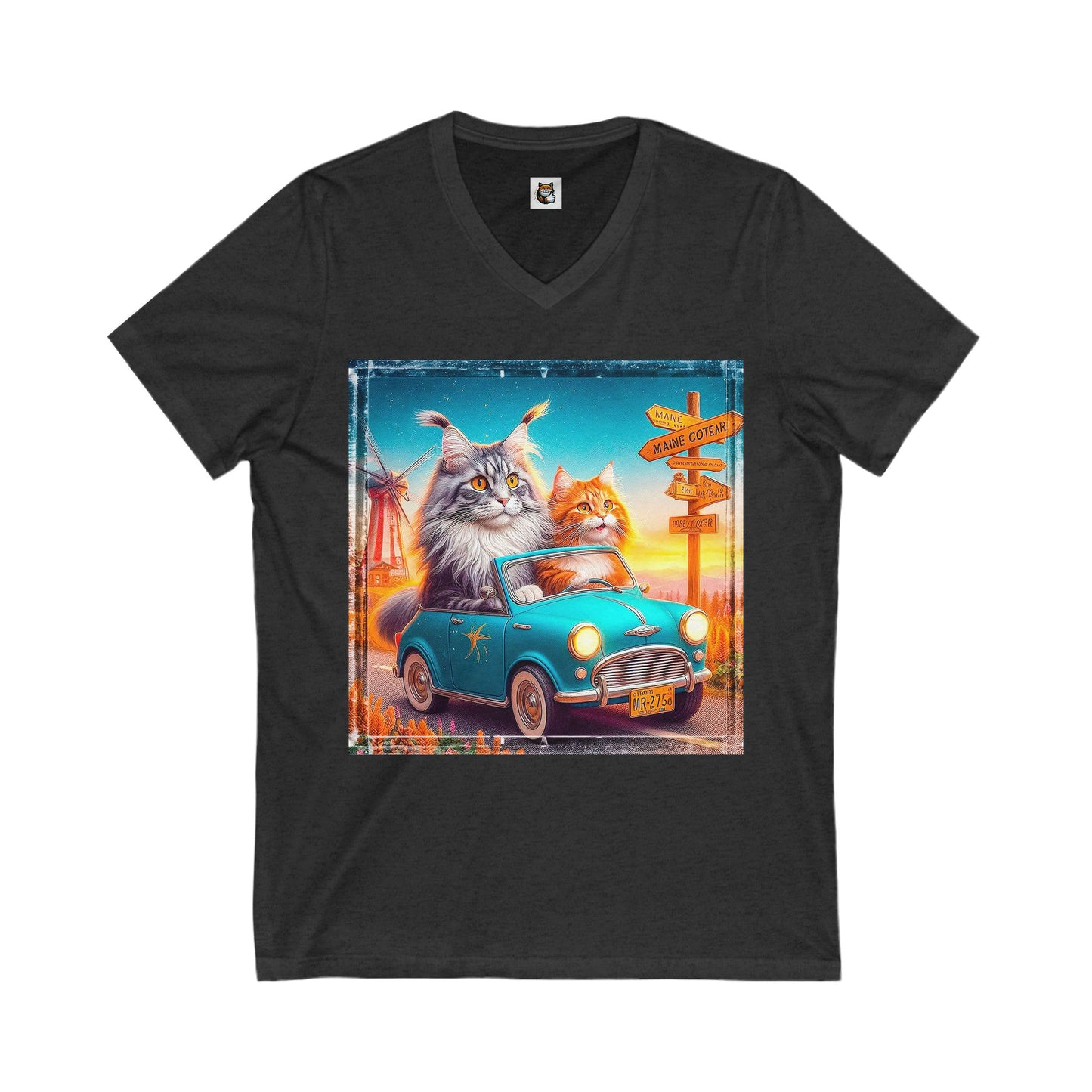 Wacky Maine Coon Unisex Jersey Short Sleeve V-Neck Tee