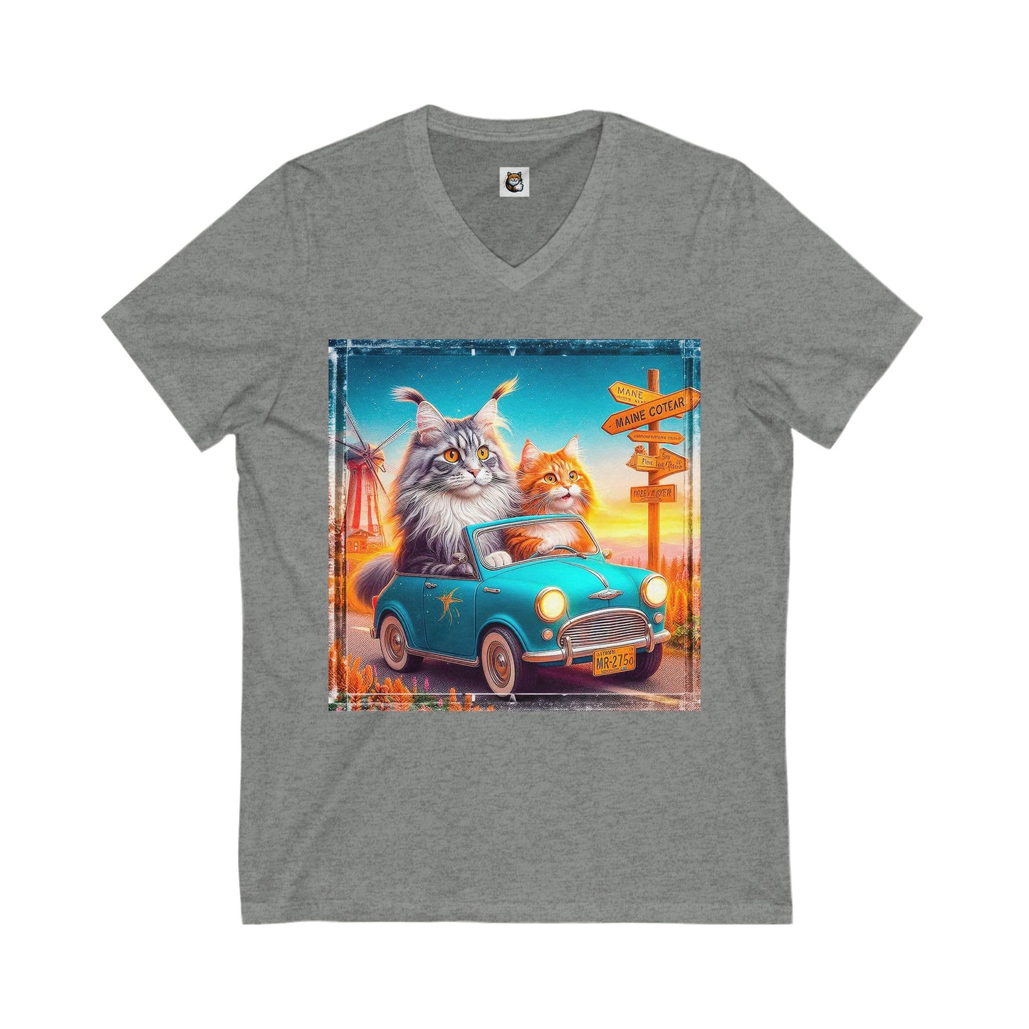 Wacky Maine Coon Unisex Jersey Short Sleeve V-Neck Tee