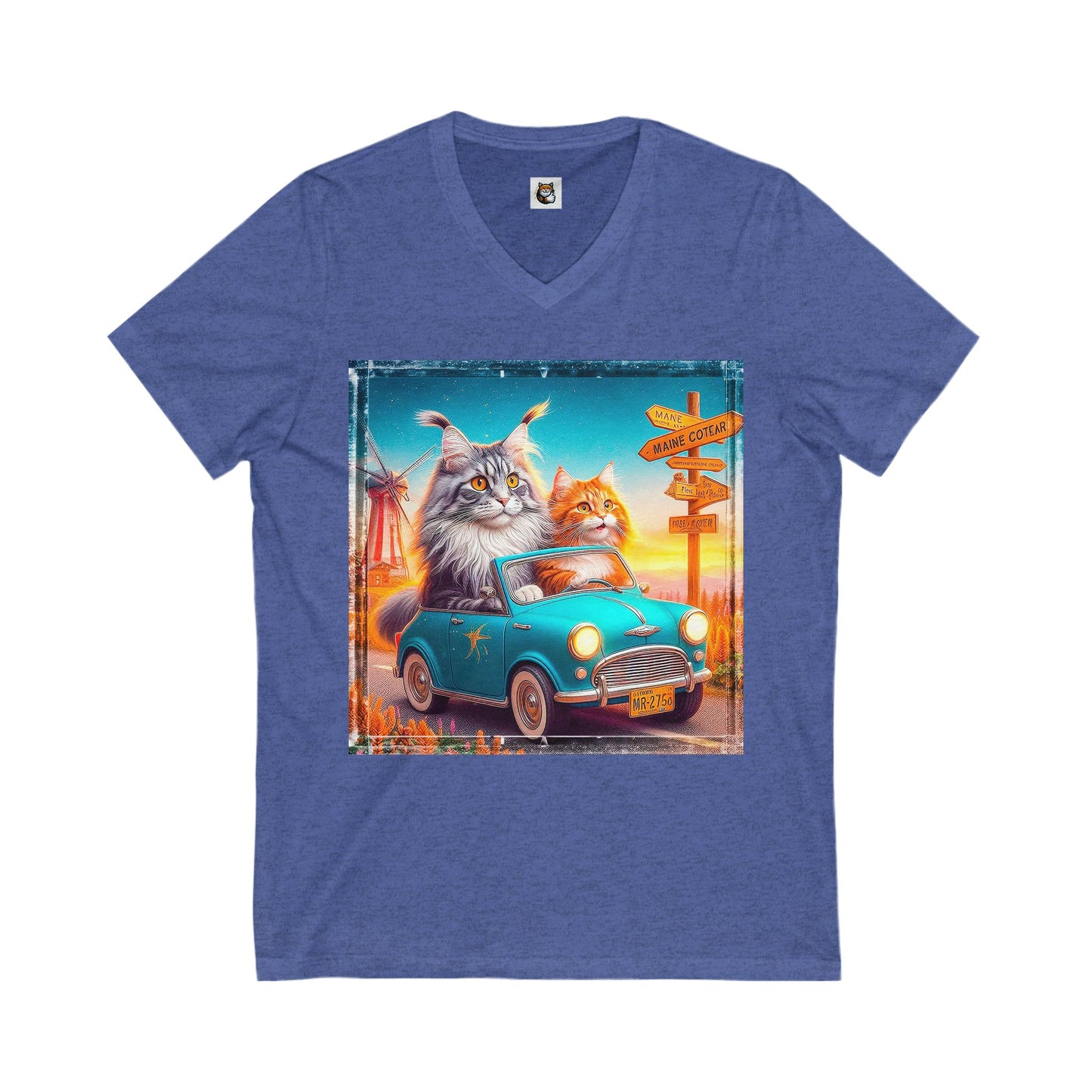 Wacky Maine Coon Unisex Jersey Short Sleeve V-Neck Tee