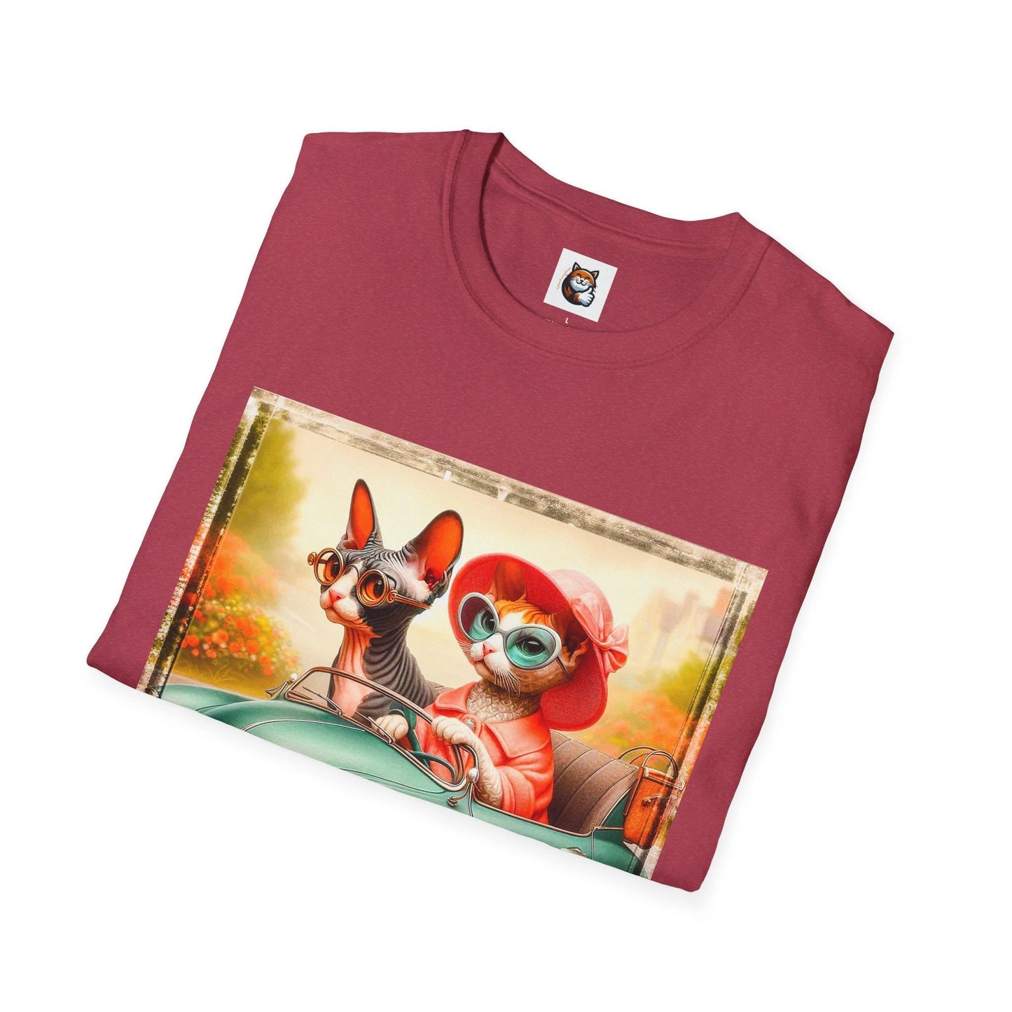Wacky Cornish Rex Cat friends driving T-Shirt by Printify