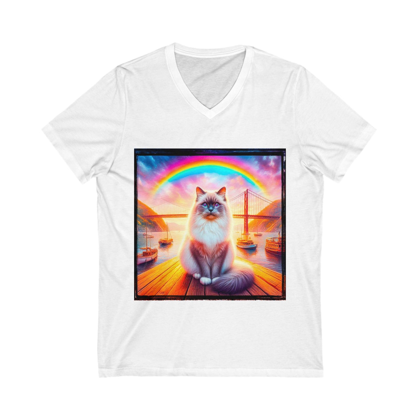 Birman bridge Jersey Short Sleeve V-Neck Tee