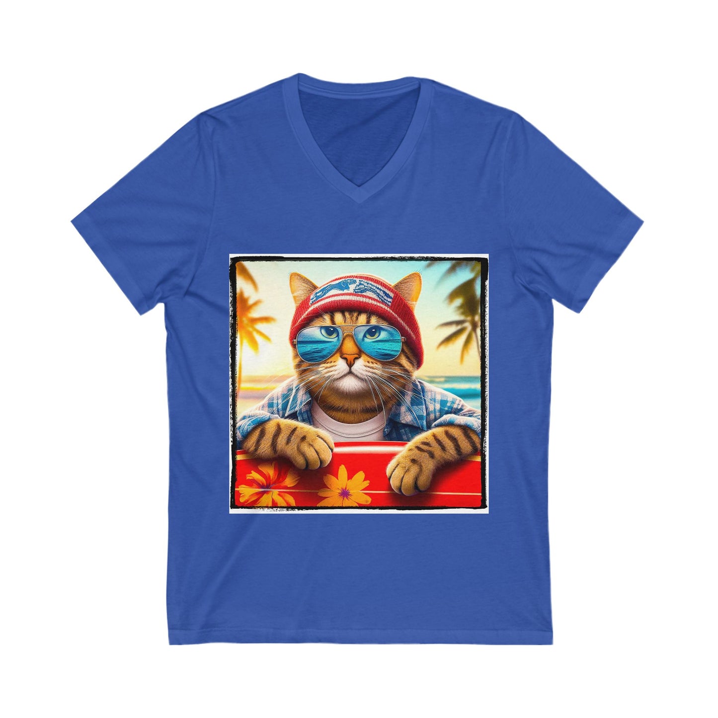 Domestic Cat Unisex Jersey Short Sleeve V-Neck Tee