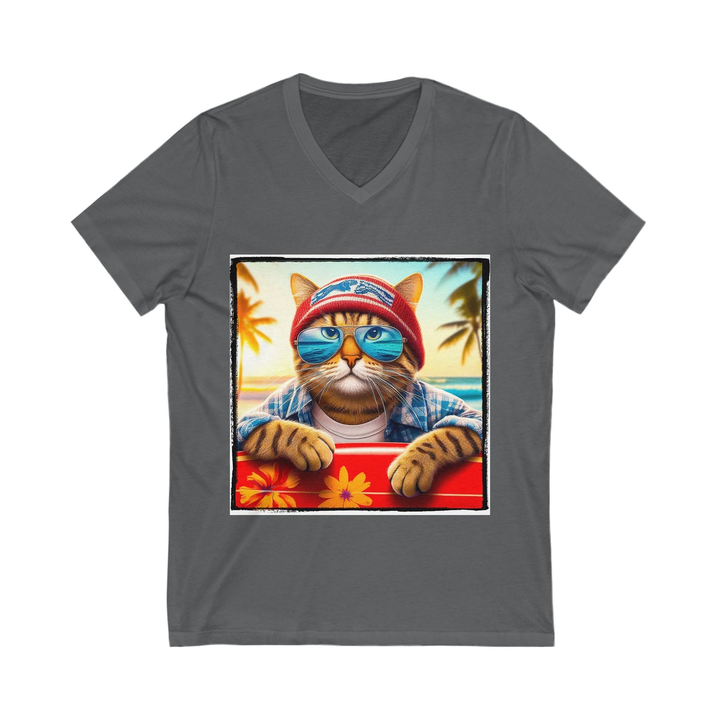 Domestic Cat Unisex Jersey Short Sleeve V-Neck Tee
