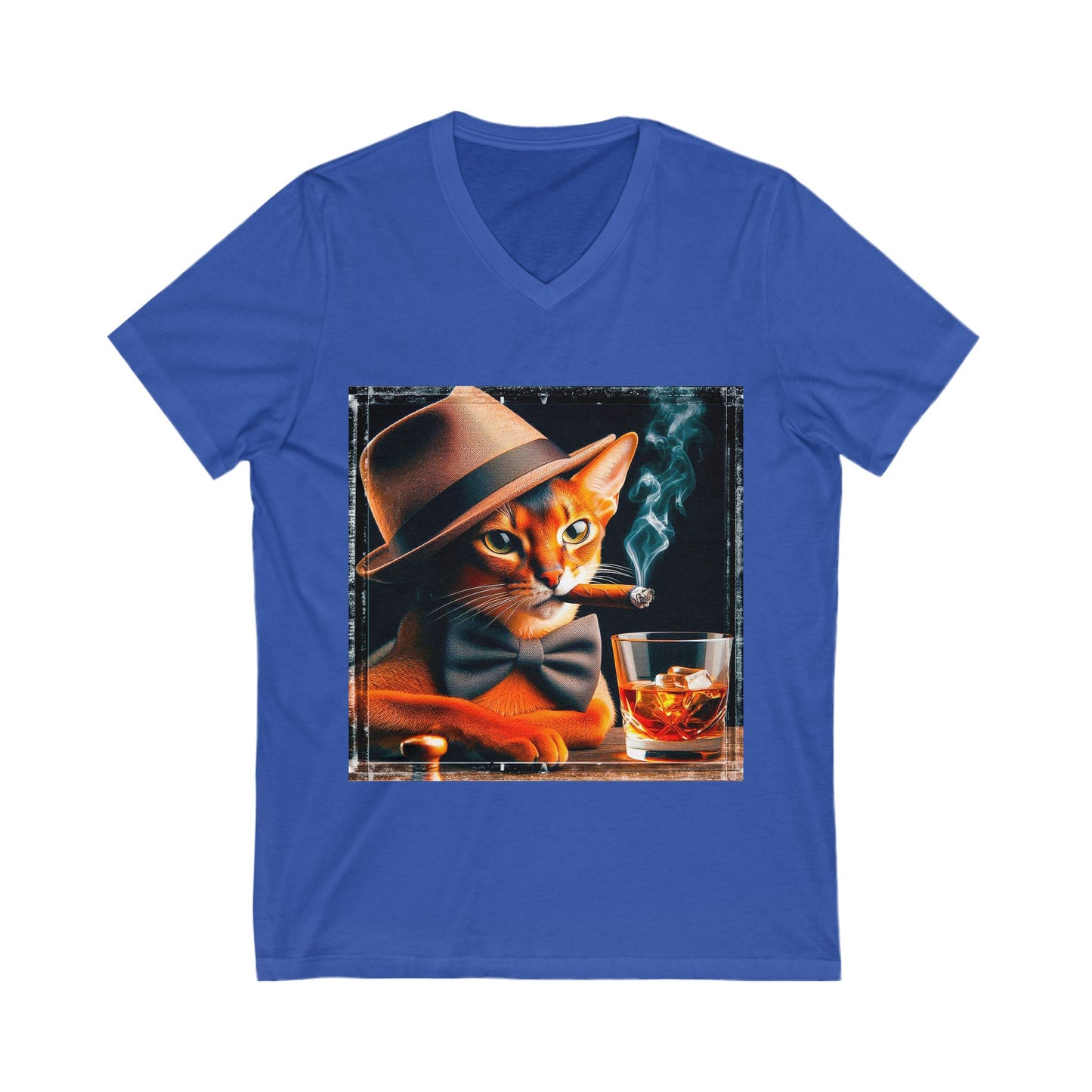Abyssinian cigar smoking Short Sleeve V-Neck Tee