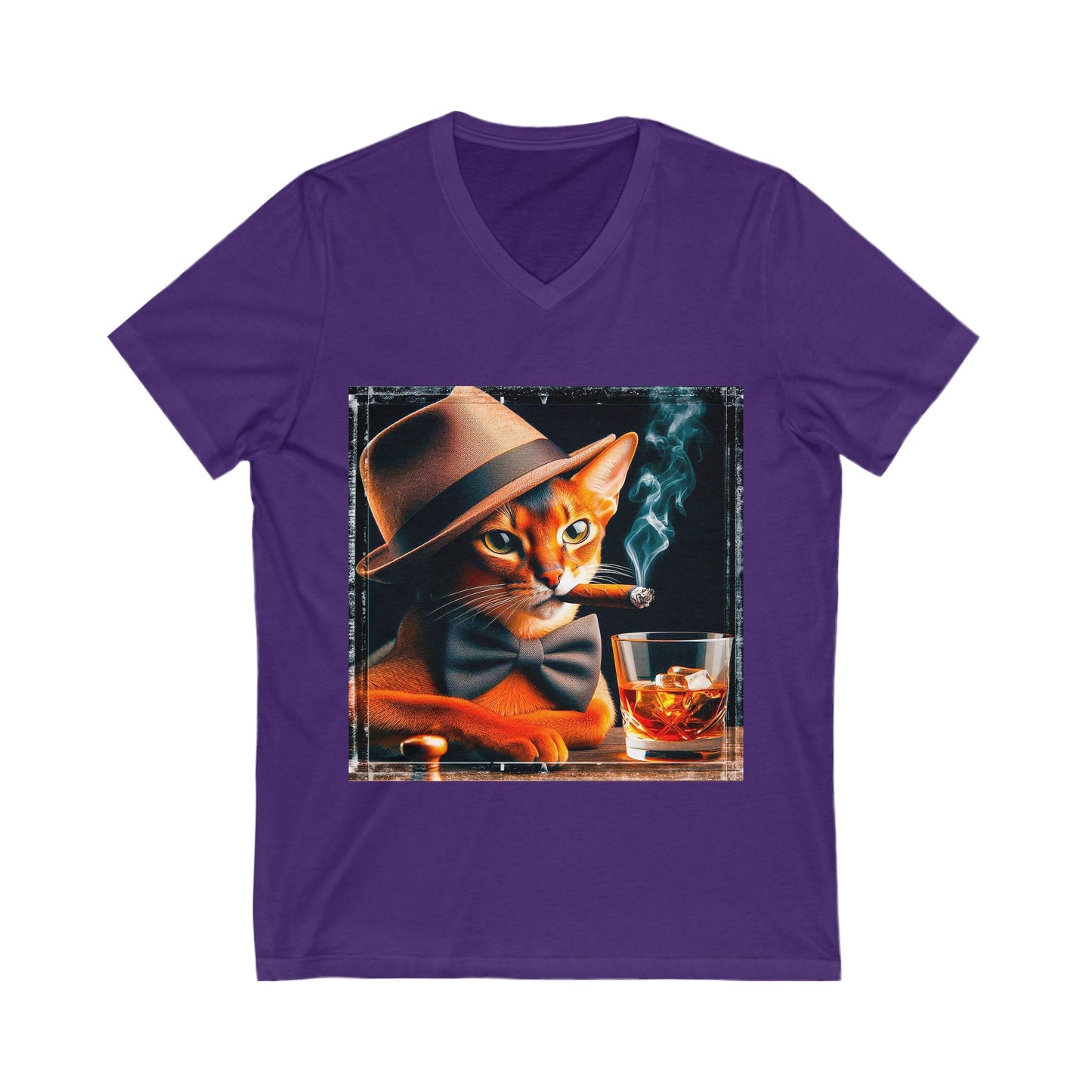 Abyssinian cigar smoking Short Sleeve V-Neck Tee