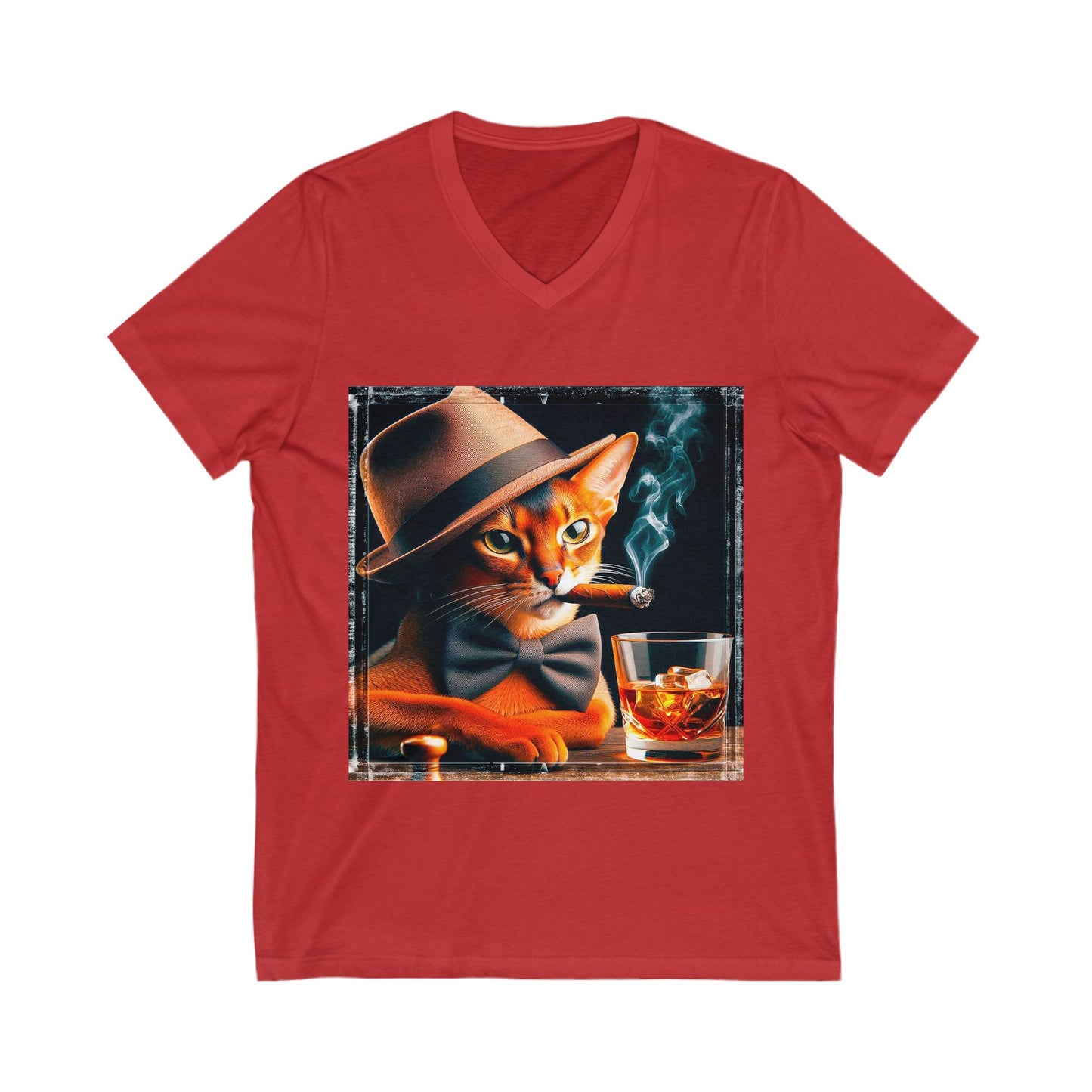 Abyssinian cigar smoking Short Sleeve V-Neck Tee