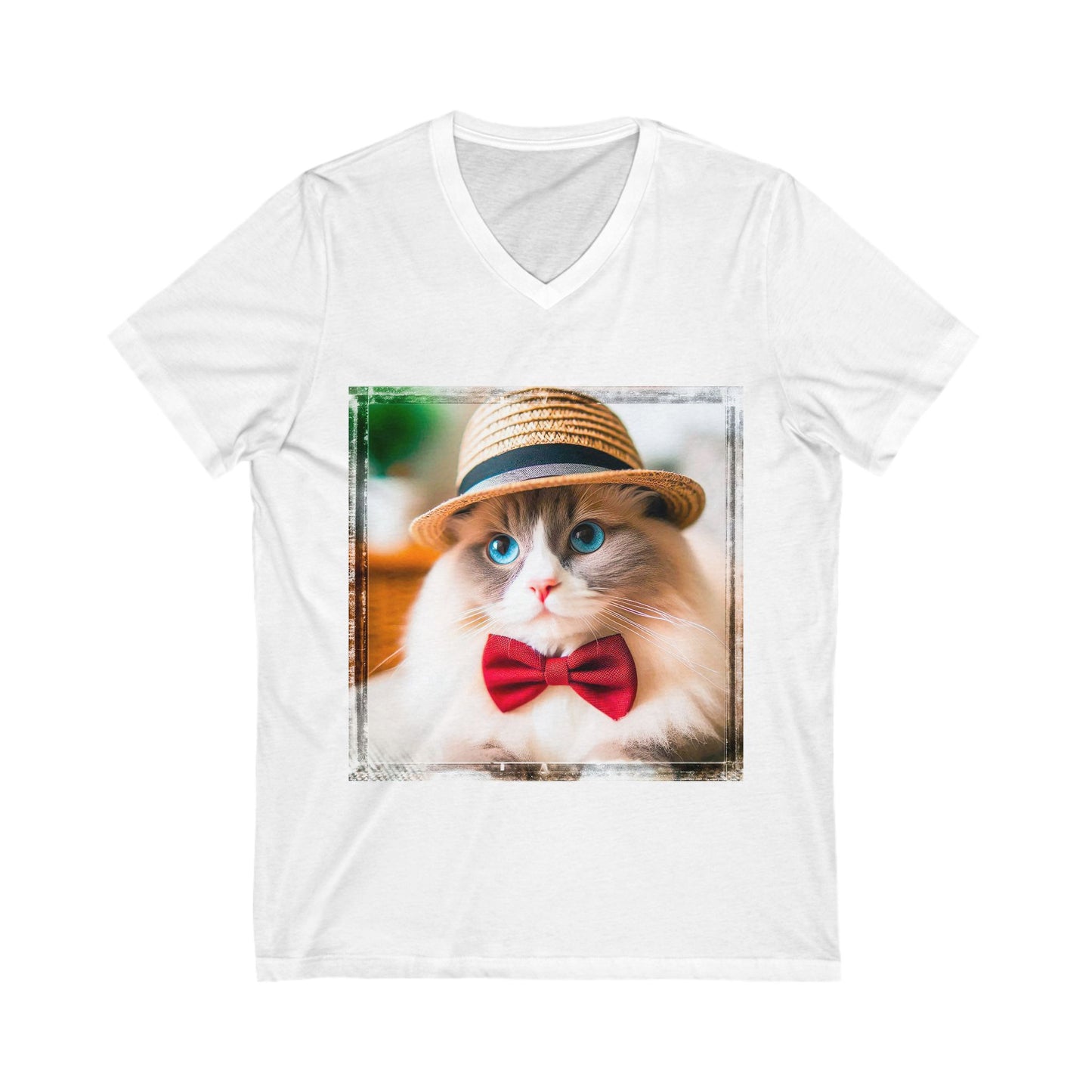 Ragdoll Cat Unisex Jersey Short Sleeve V-Neck Tee