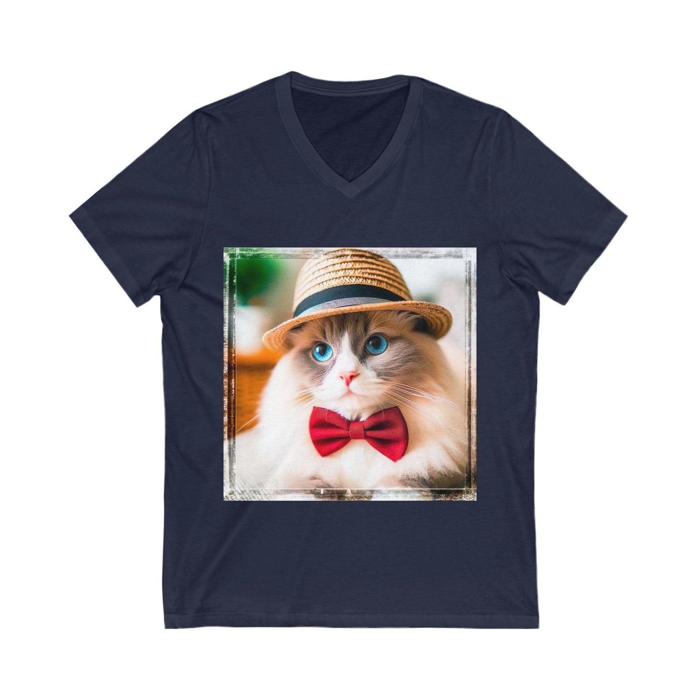 Ragdoll Cat Unisex Jersey Short Sleeve V-Neck Tee