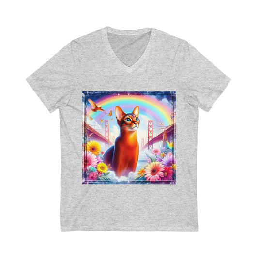 Abyssinian rainbow bridegr Jersey Short Sleeve V-Neck Tee by Printify