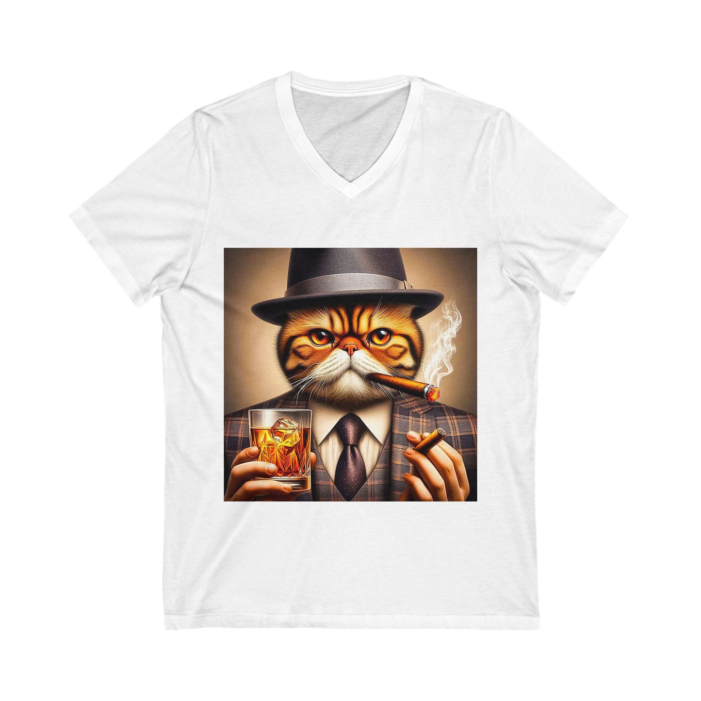 Exotic Shorthair Cat Unisex Jersey Short Sleeve V-Neck Tee