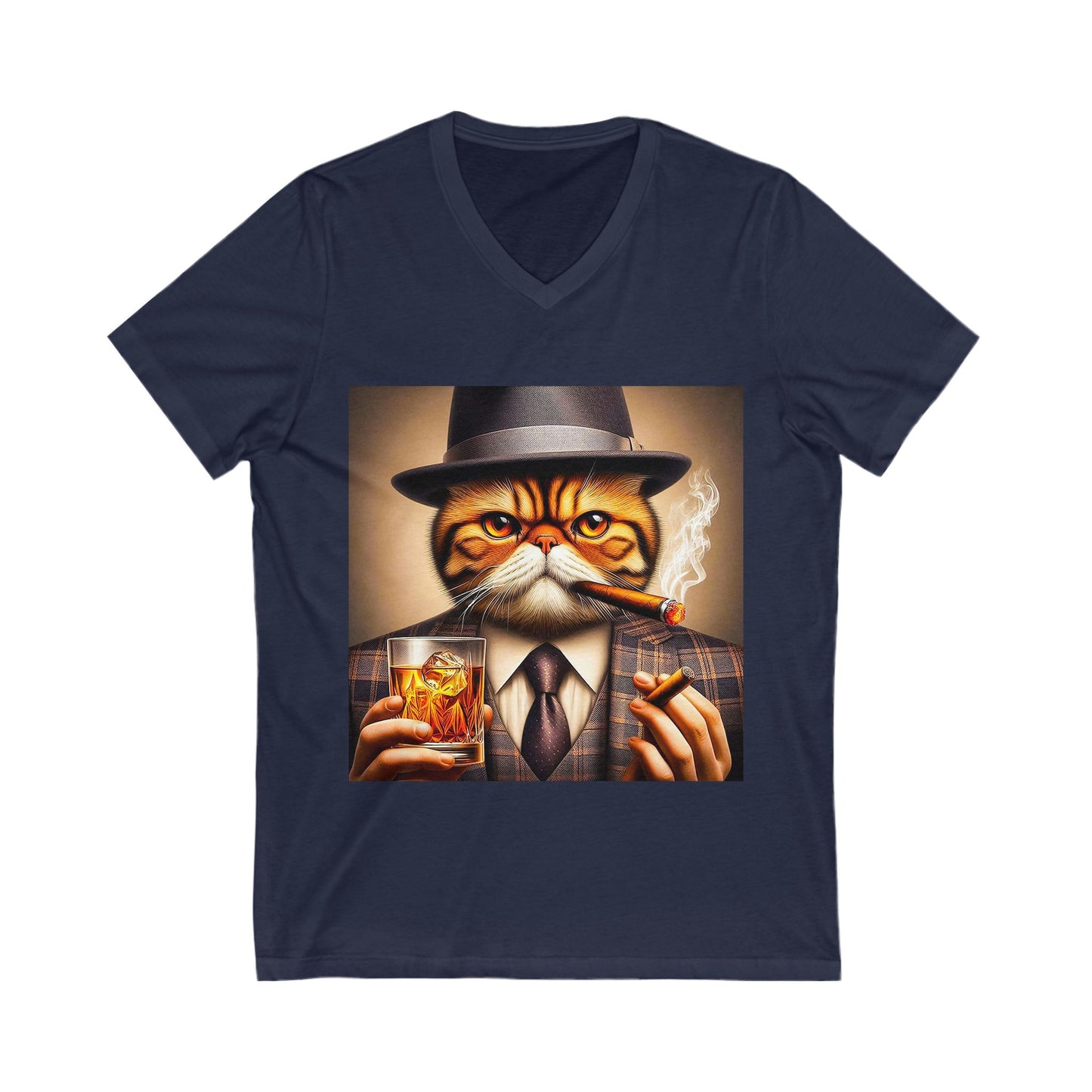 Exotic Shorthair Cat Unisex Jersey Short Sleeve V-Neck Tee