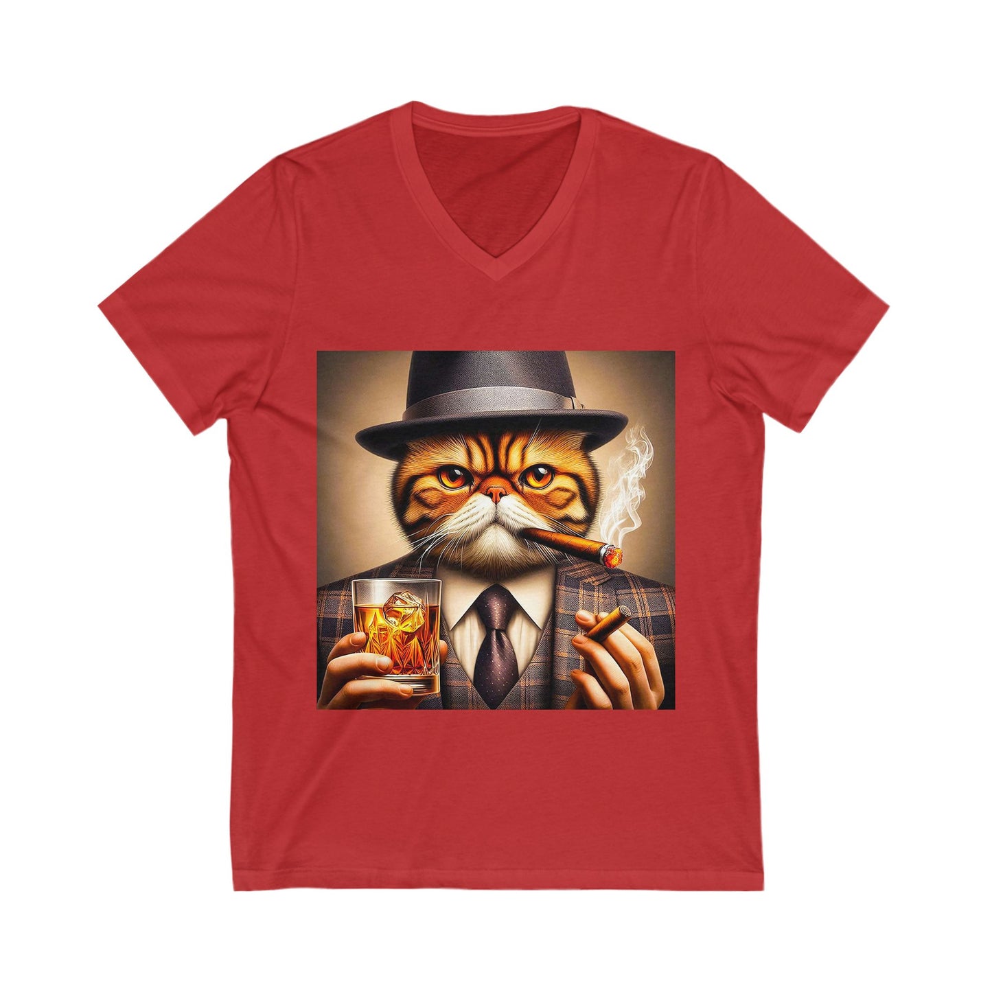 Exotic Shorthair Cat Unisex Jersey Short Sleeve V-Neck Tee