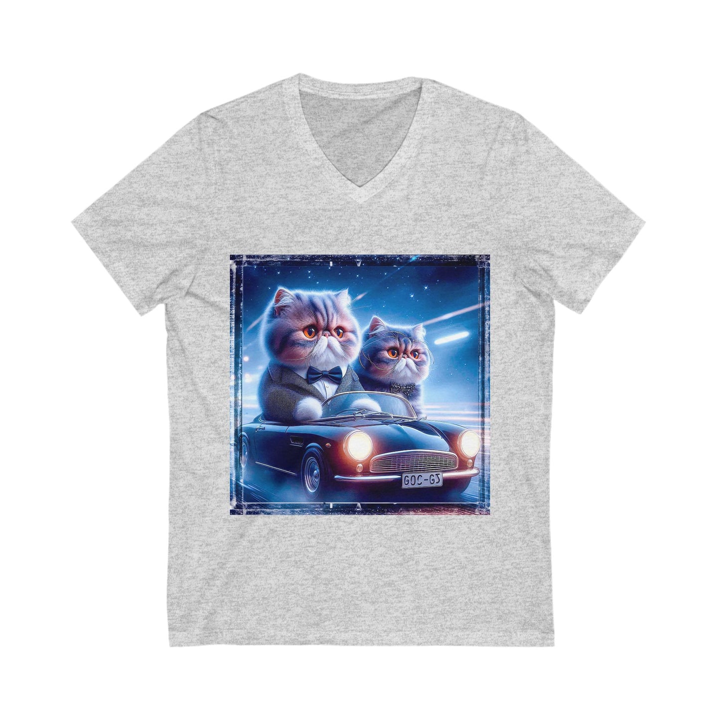 Wacky Exotic Shorthair Cat Unisex Jersey Short Sleeve V-Neck Tee