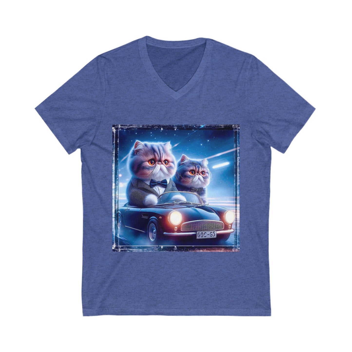 Wacky Exotic Shorthair Cat Unisex Jersey Short Sleeve V-Neck Tee