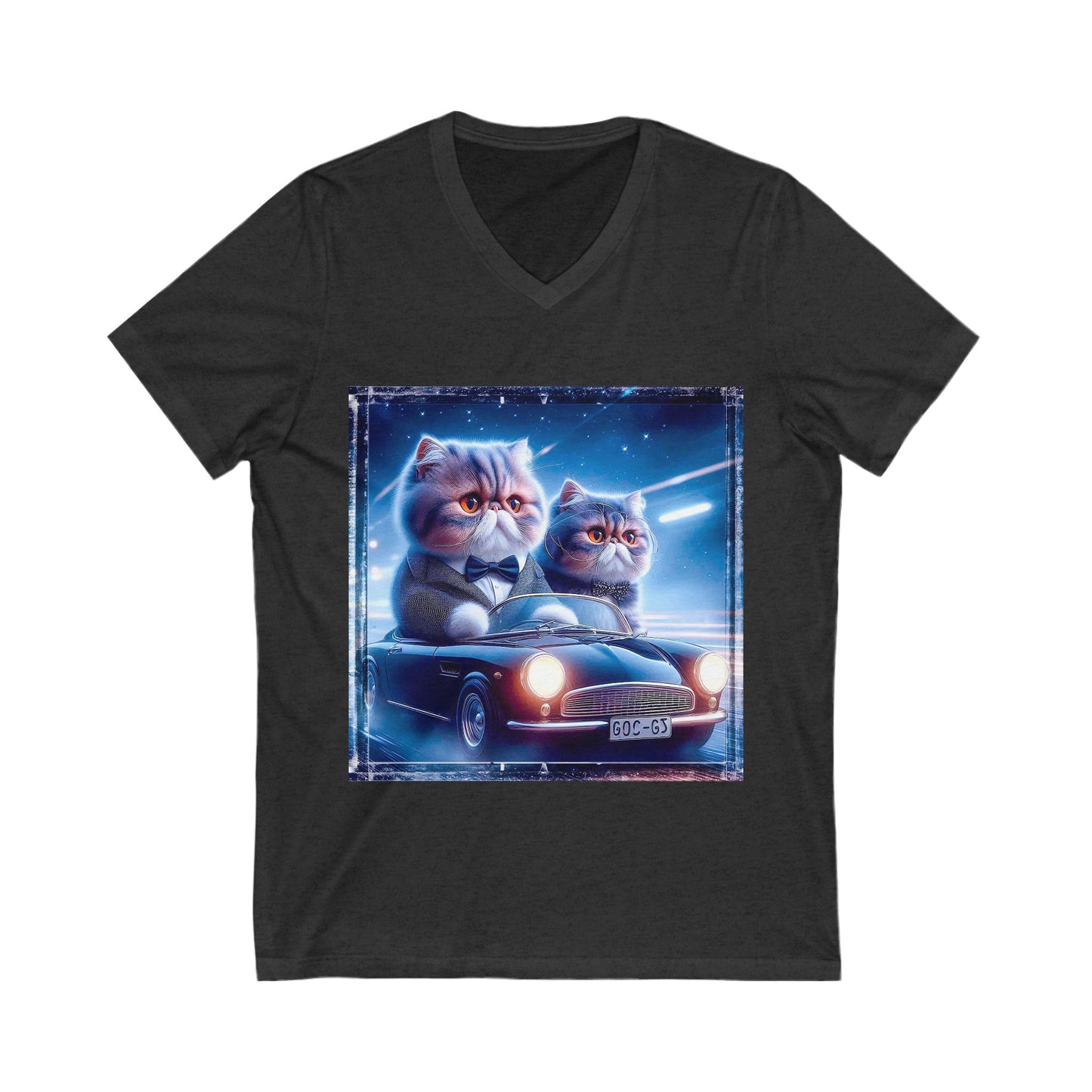 Wacky Exotic Shorthair Cat Unisex Jersey Short Sleeve V-Neck Tee
