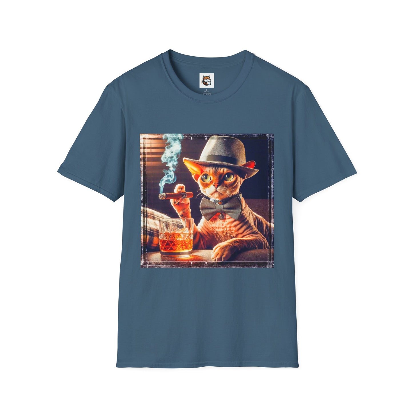 Devon Rex Cat whiskey drinker Softstyle T-Shirt