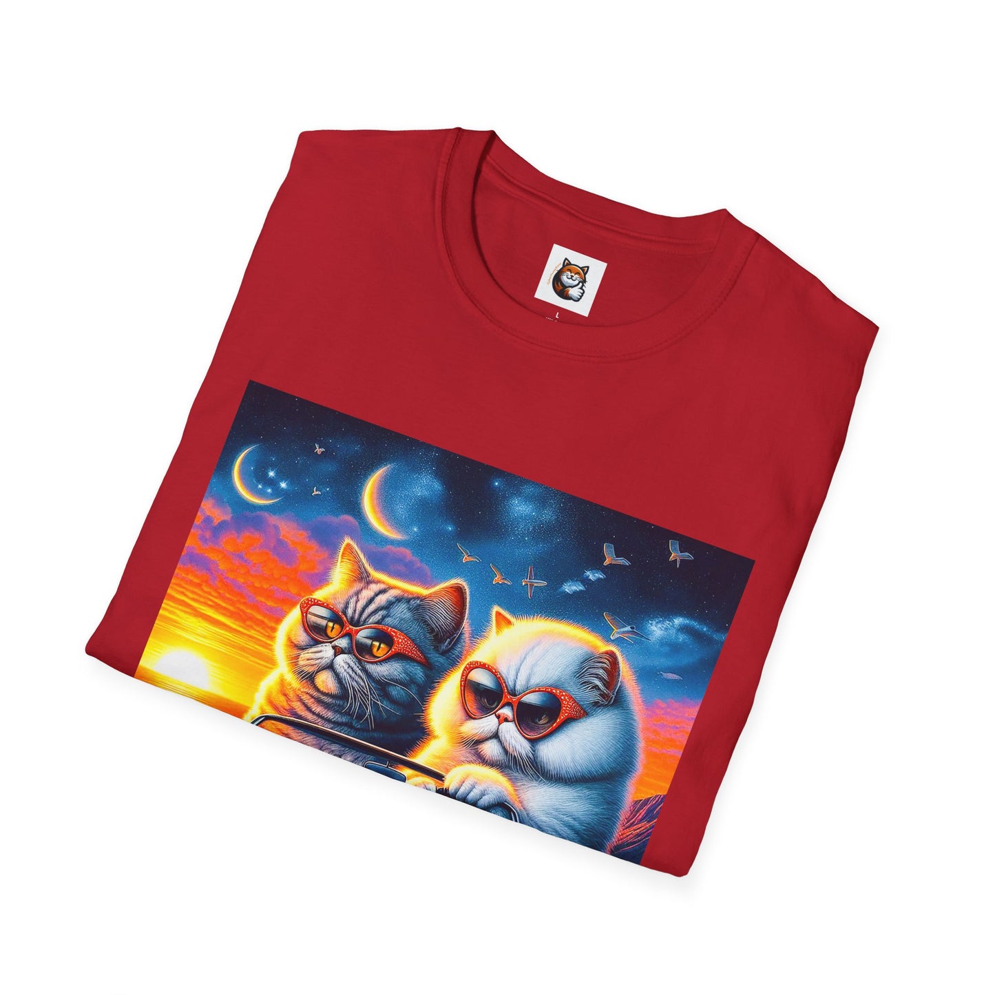 Selkirk Rex Cat T-Shirt sunset driving