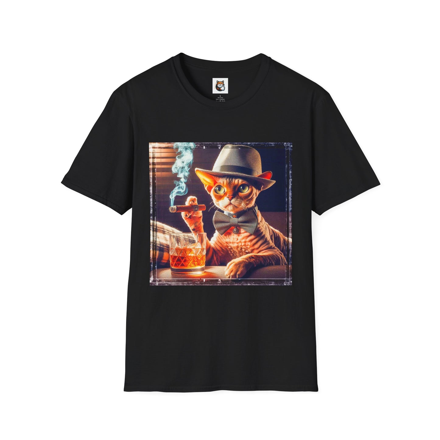 Devon Rex Cat whiskey drinker Softstyle T-Shirt