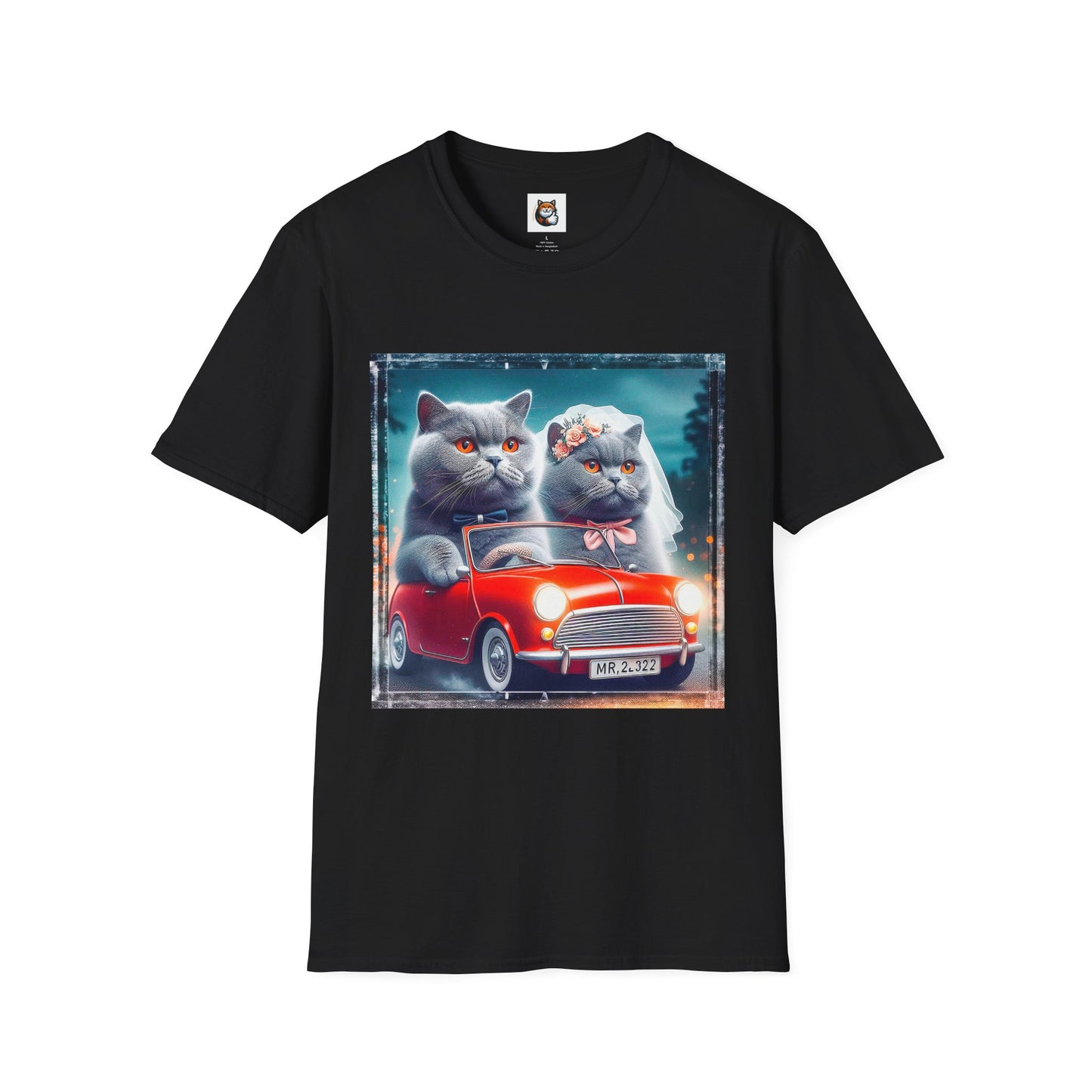 Wacky British Shorthair tiny red car Softstyle T-Shirt