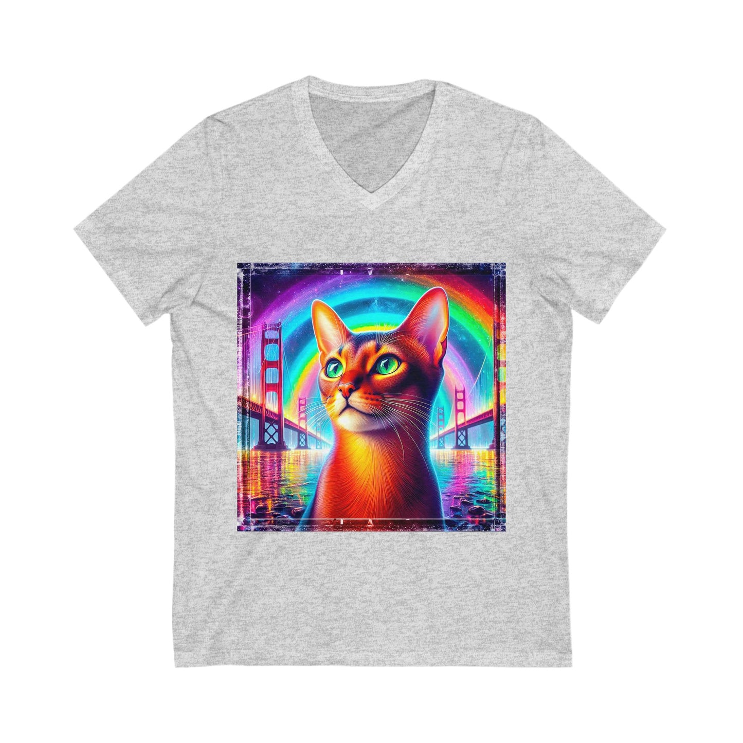 Abyssinian rainbow Jersey Short Sleeve V-Neck Tee