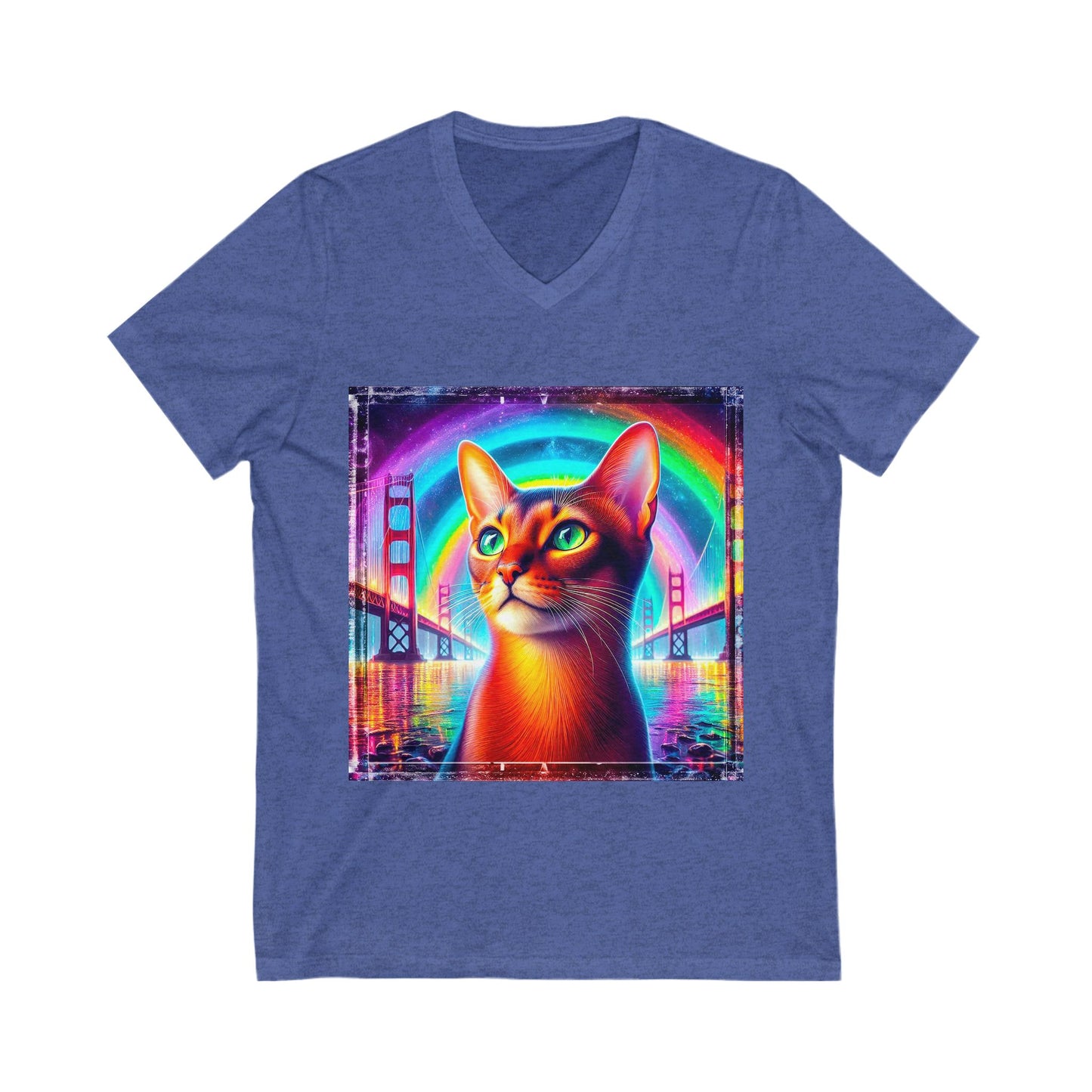 Abyssinian rainbow Jersey Short Sleeve V-Neck Tee