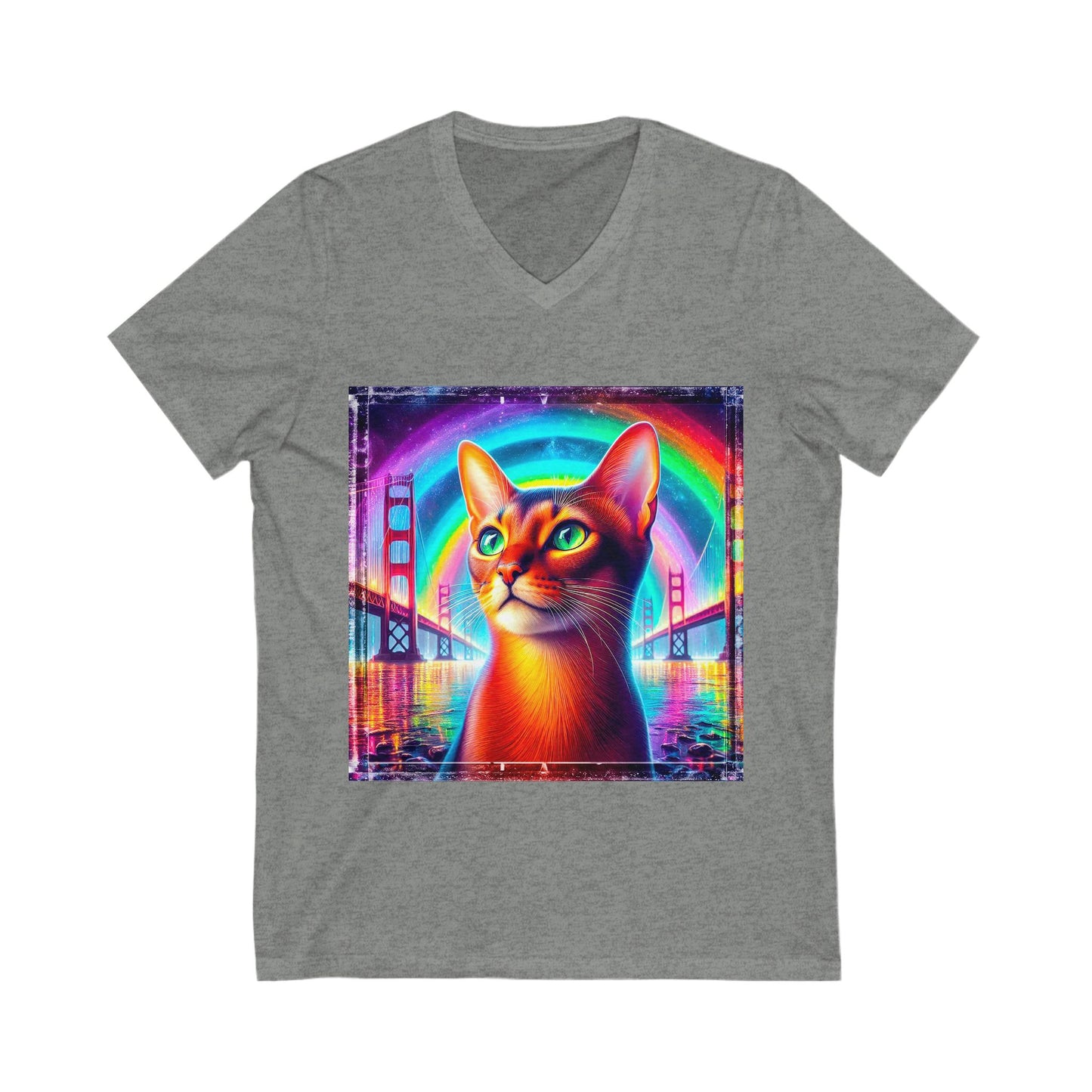 Abyssinian rainbow Jersey Short Sleeve V-Neck Tee