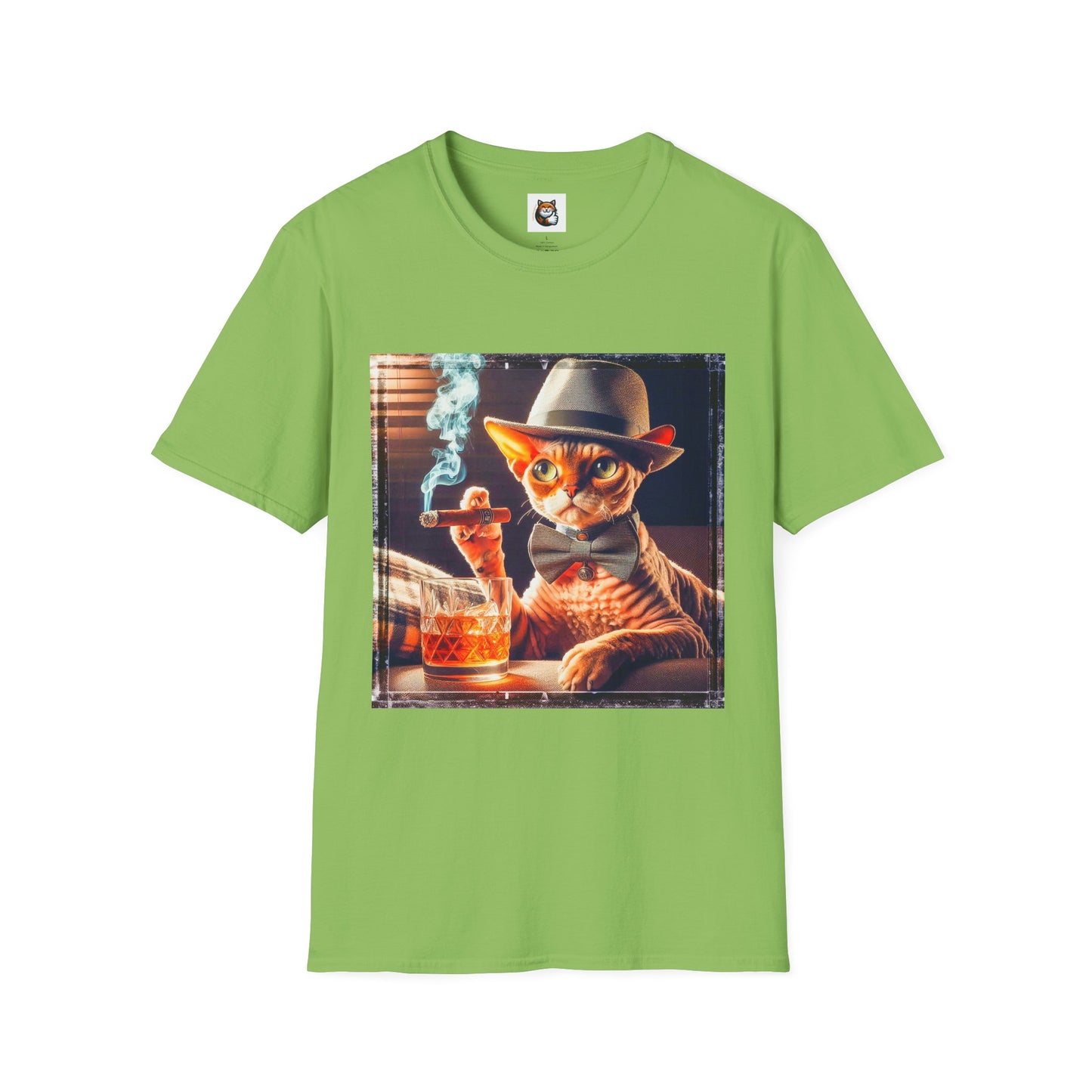 Devon Rex Cat whiskey drinker Softstyle T-Shirt