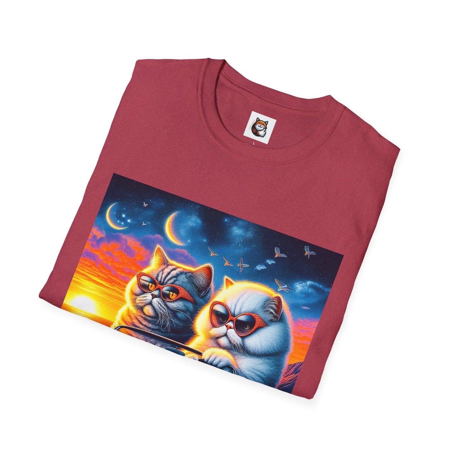 Selkirk Rex Cat T-Shirt sunset driving by Printify