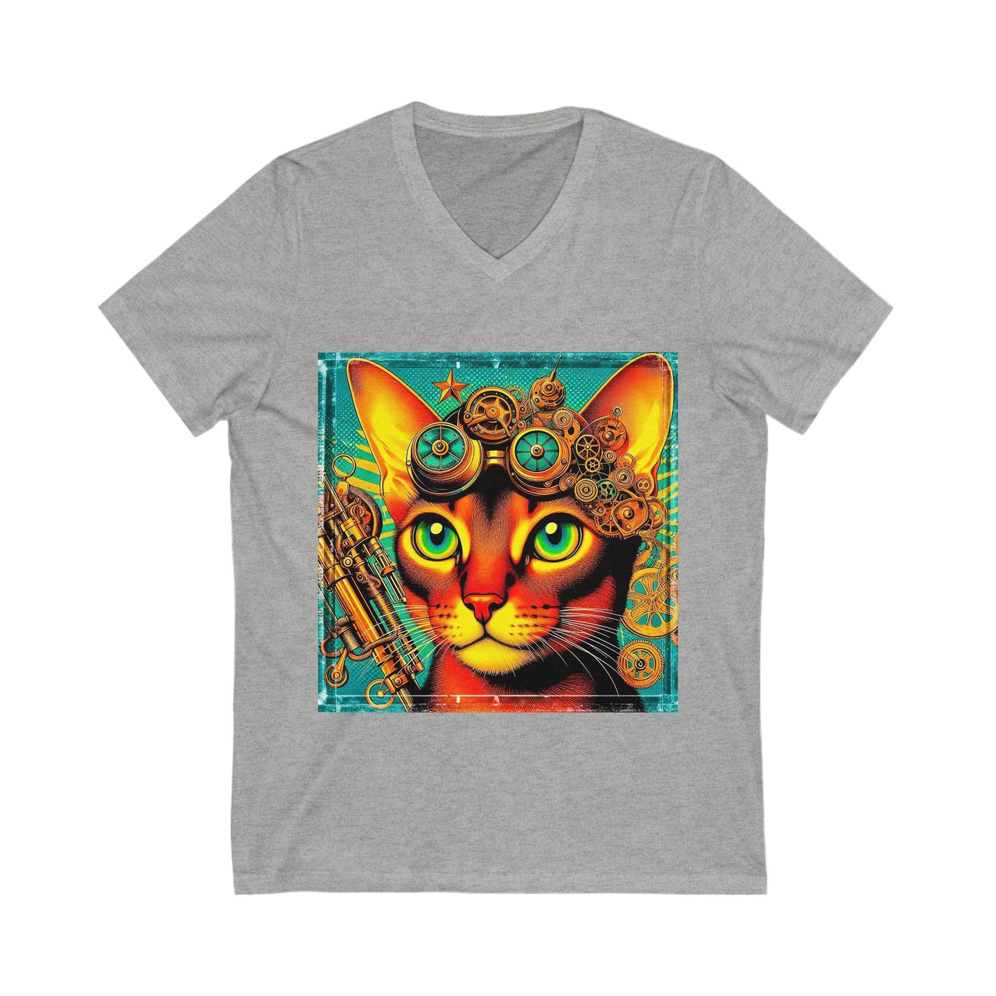 Abyssinian steam punk Jersey Short Sleeve V-Neck Tee