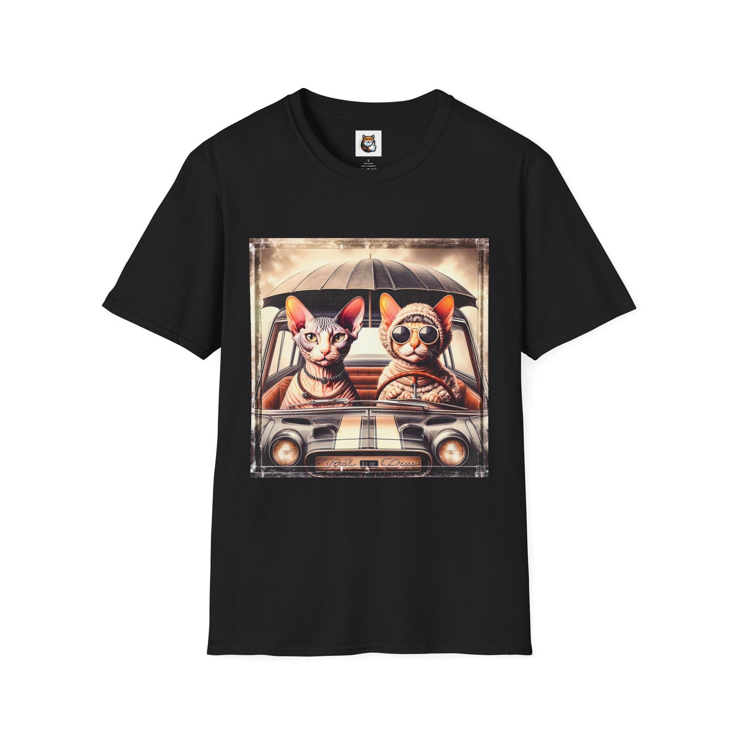 Wacky Cornish Rex Cat couple driving T-Shirt