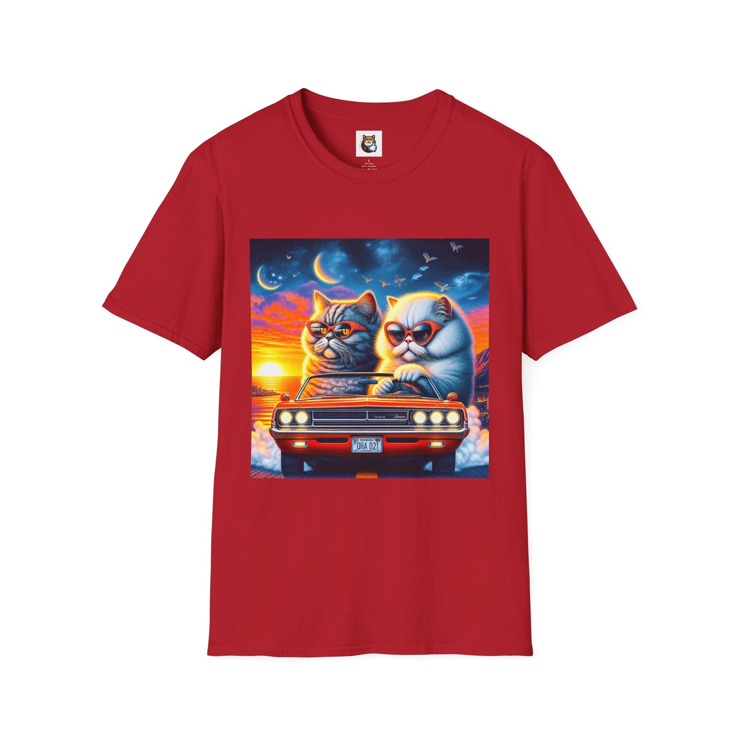 Selkirk Rex Cat T-Shirt sunset driving