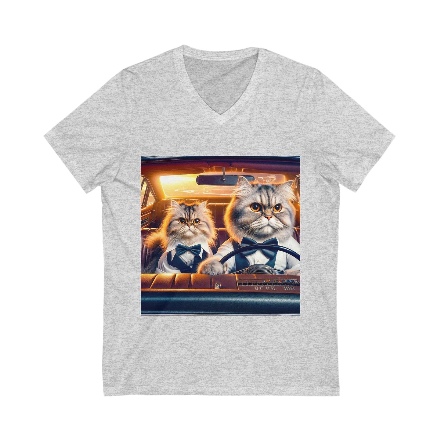 Wacky Persian Cat Unisex Jersey Short Sleeve V-Neck Tee
