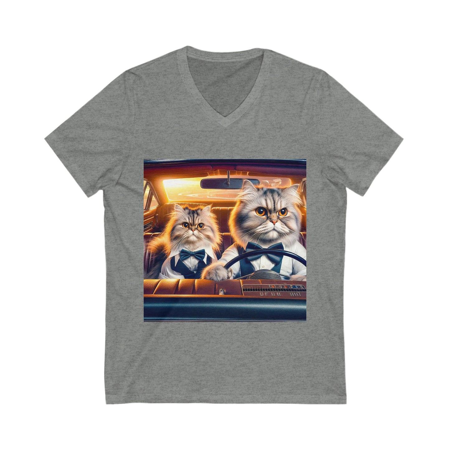 Wacky Persian Cat Unisex Jersey Short Sleeve V-Neck Tee