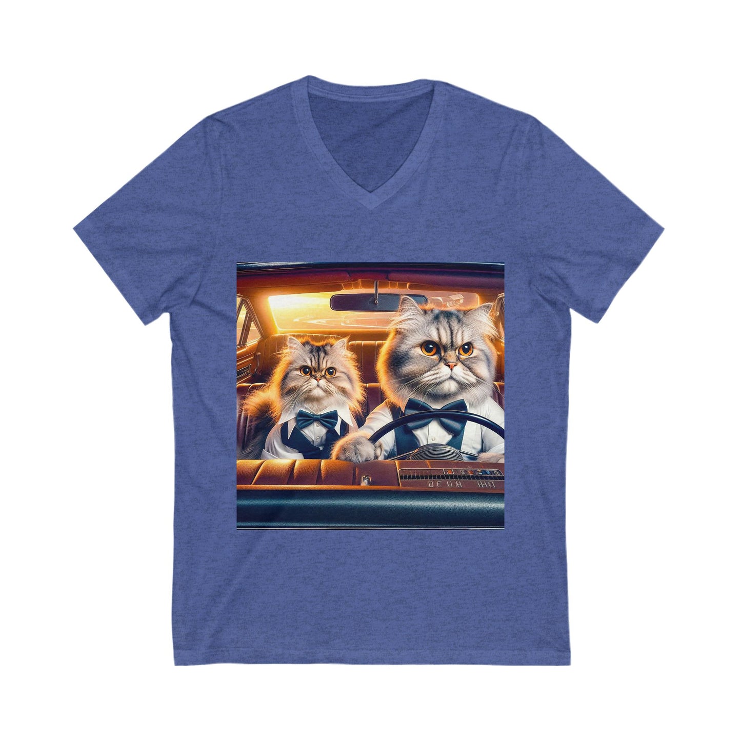 Wacky Persian Cat Unisex Jersey Short Sleeve V-Neck Tee