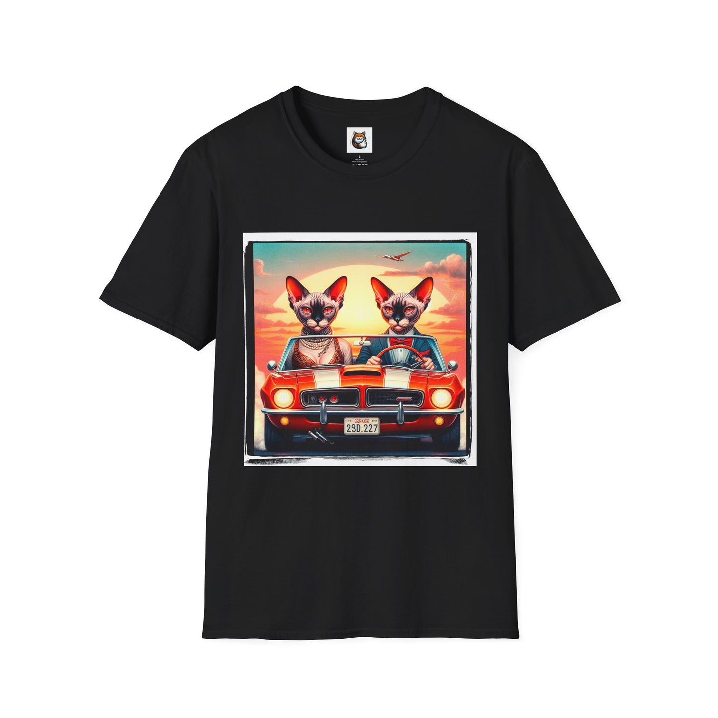 Wacky Devon Rex vintage car Unisex Softstyle T-Shirt