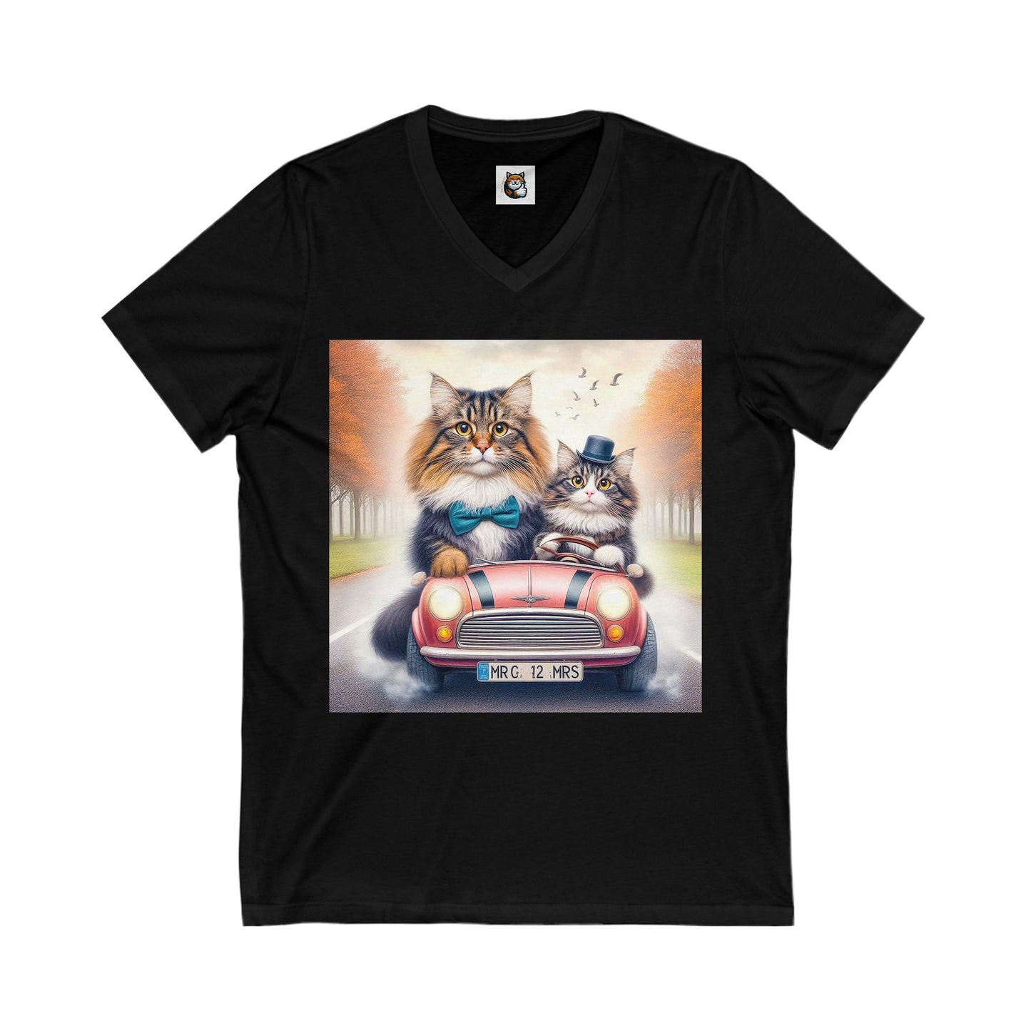 Wacky Norwegian Forest Cat Unisex Jersey Short Sleeve V-Neck Tee
