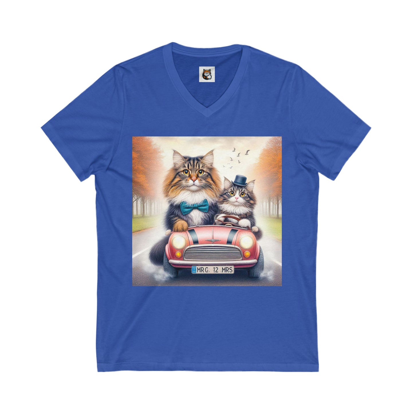 Wacky Norwegian Forest Cat Unisex Jersey Short Sleeve V-Neck Tee