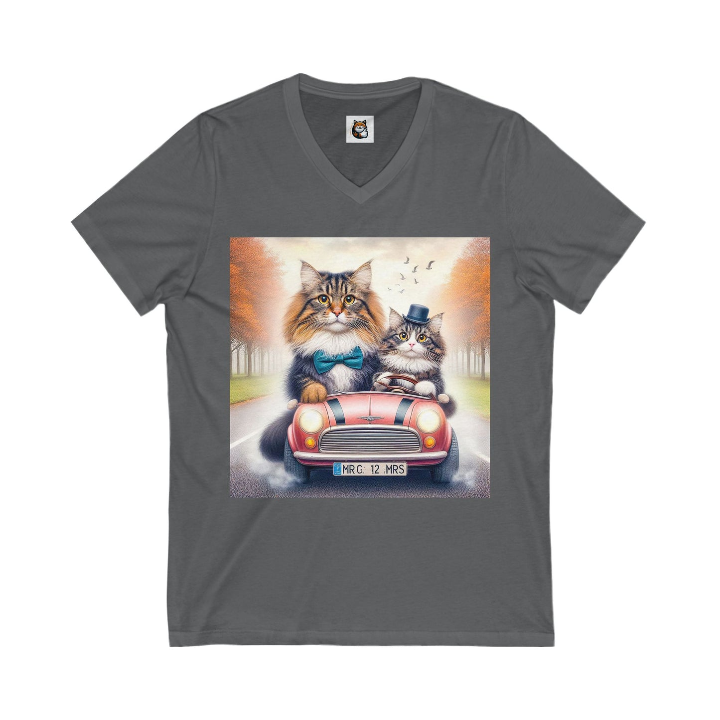 Wacky Norwegian Forest Cat Unisex Jersey Short Sleeve V-Neck Tee