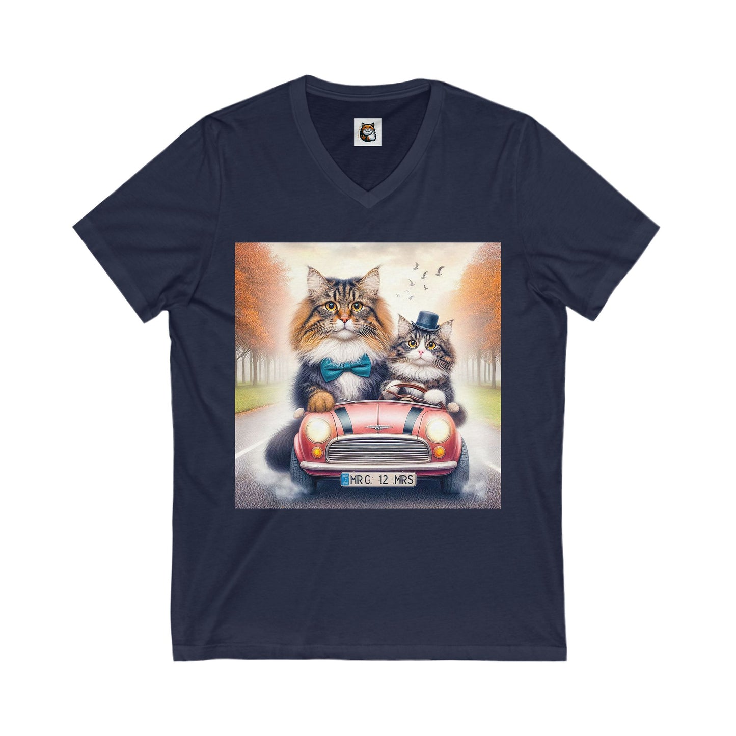 Wacky Norwegian Forest Cat Unisex Jersey Short Sleeve V-Neck Tee