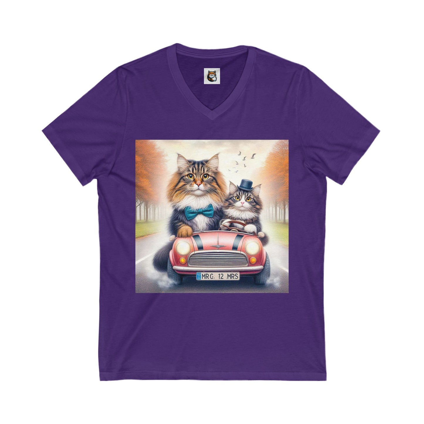Wacky Norwegian Forest Cat Unisex Jersey Short Sleeve V-Neck Tee