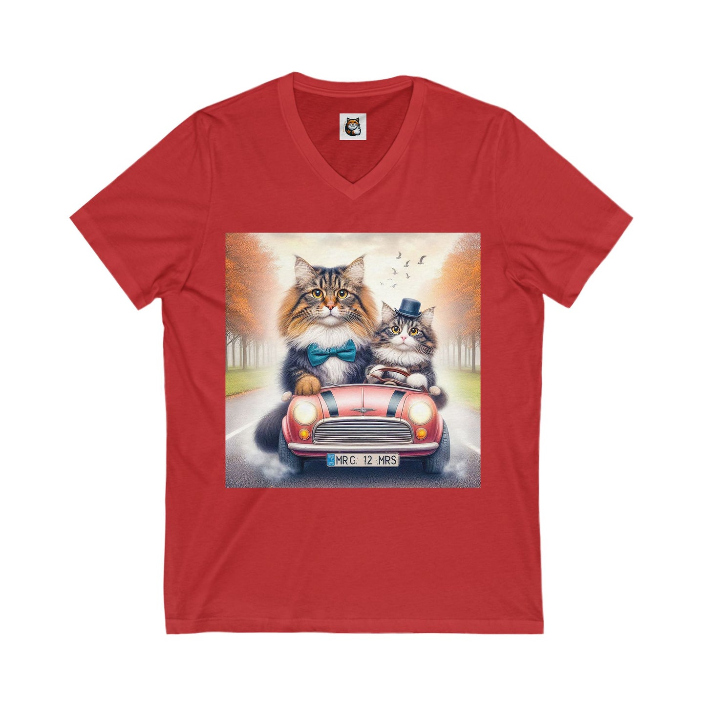 Wacky Norwegian Forest Cat Unisex Jersey Short Sleeve V-Neck Tee