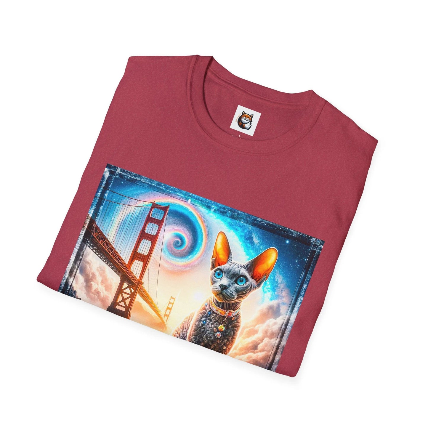 Devon Rex Unisex rainbow bridge Softstyle T-Shirt by Printify