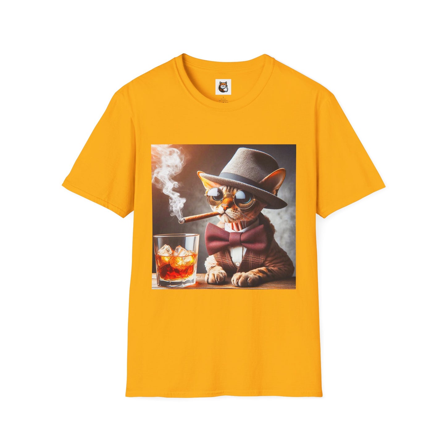 Devon Rex Cat whiskey drinker Softstyle T-Shirt
