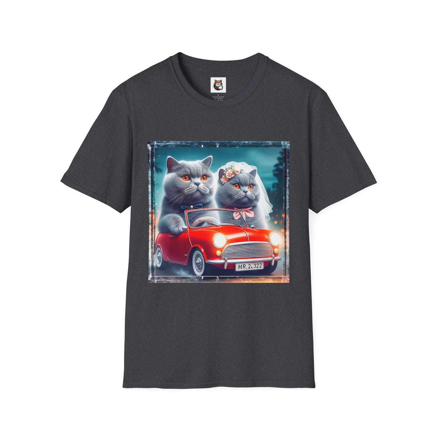 Wacky British Shorthair tiny red car Softstyle T-Shirt